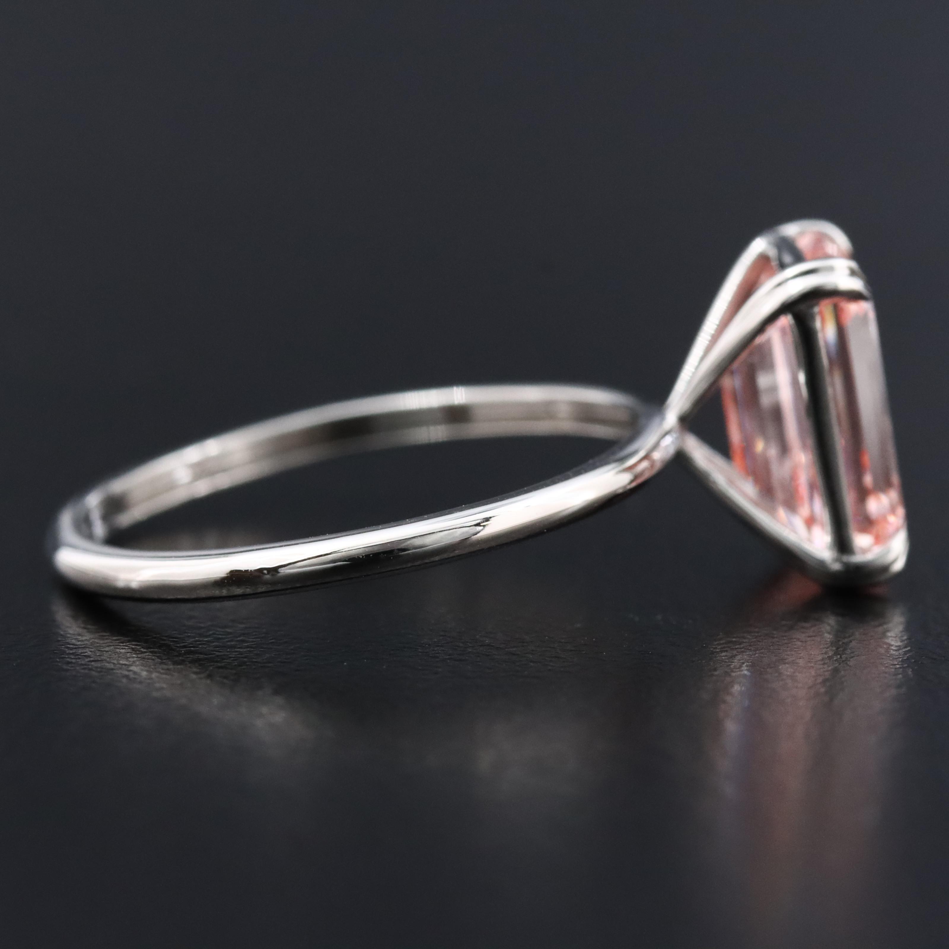 Platinum 3.09 CT Lab Grown Fancy Pink Diamond Solitaire Ring with IGI Report