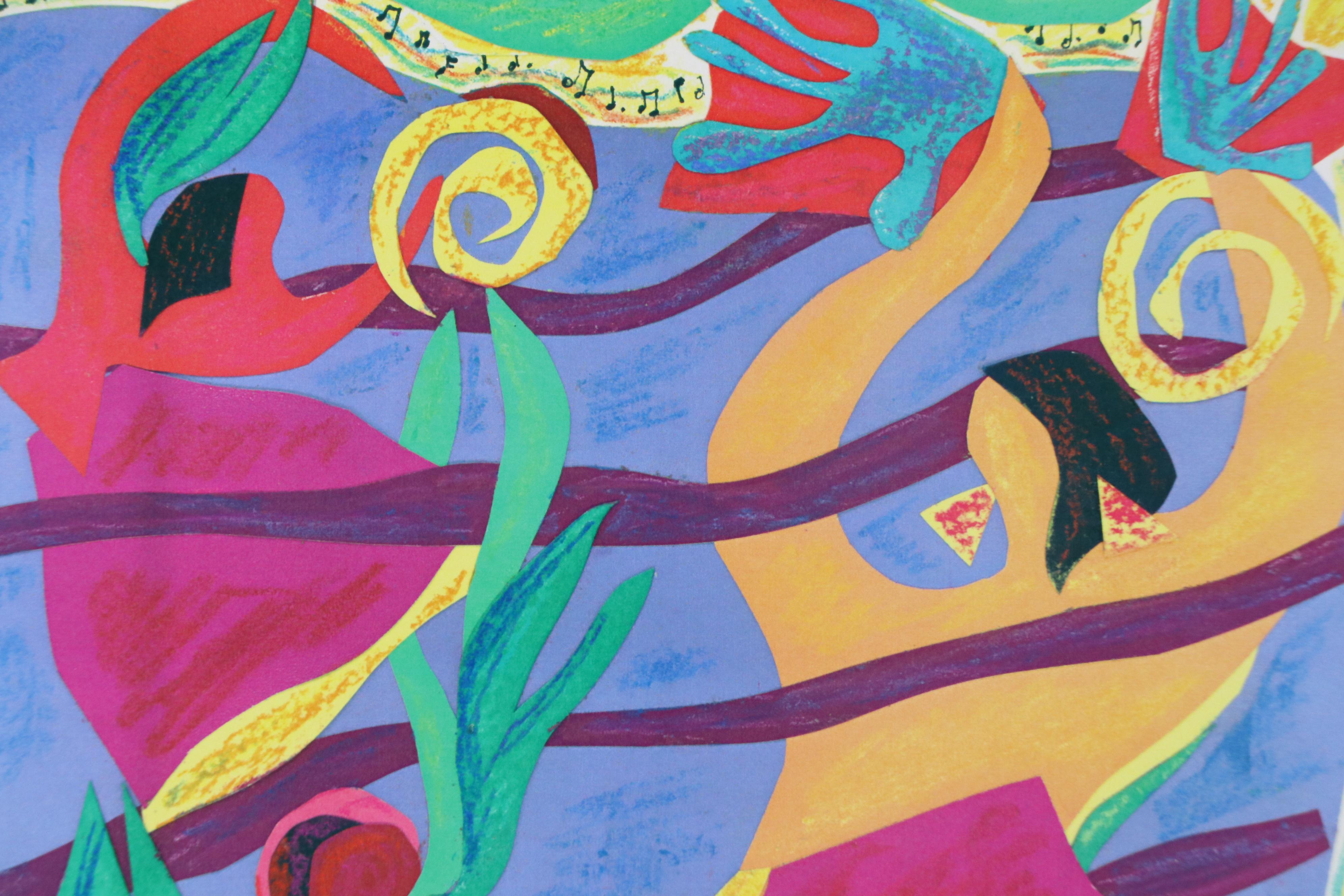 Flora Rosefsky Figural Stylized Photomechanical Print "Singing Songs of Praise"