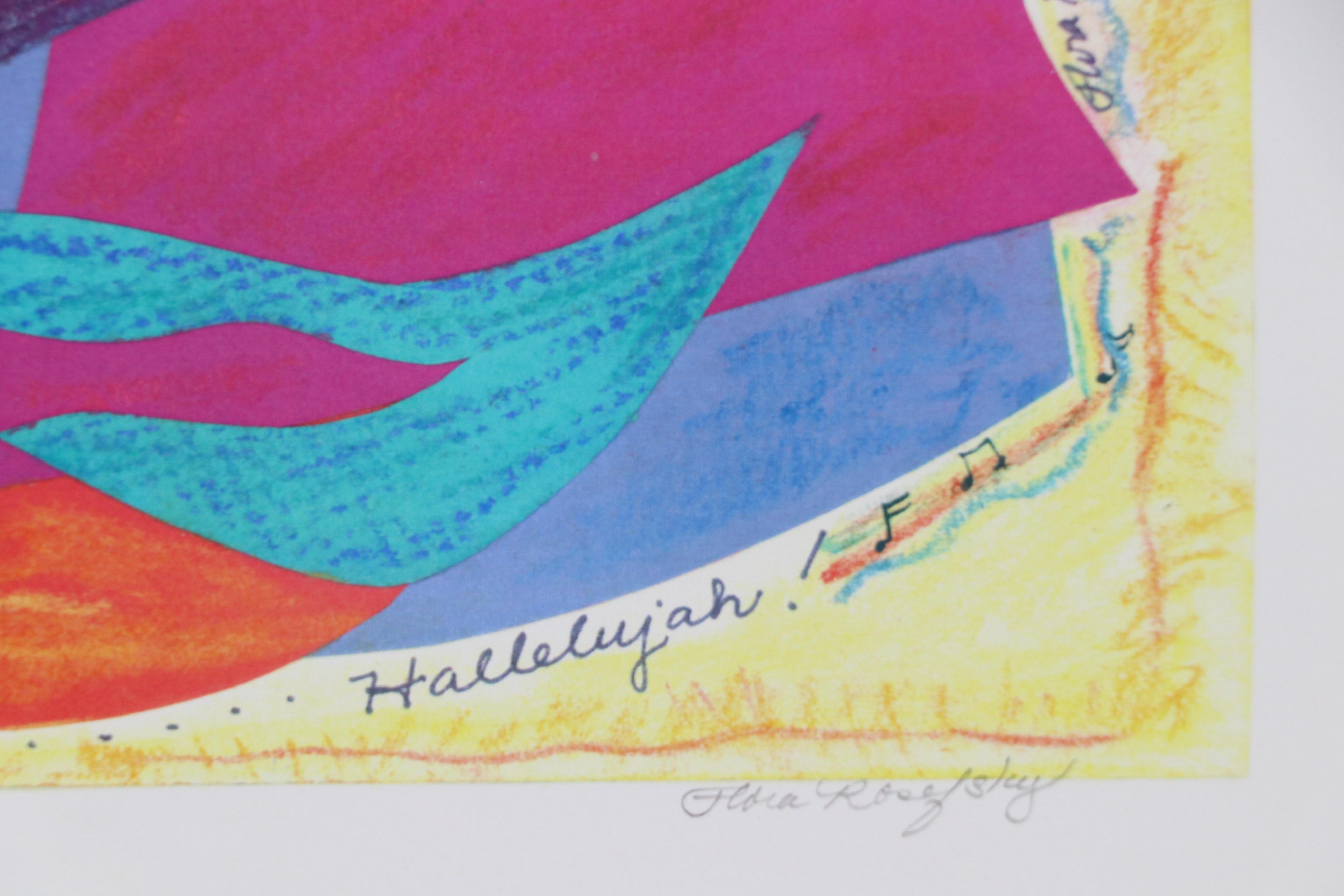 Flora Rosefsky Figural Stylized Photomechanical Print "Singing Songs of Praise"