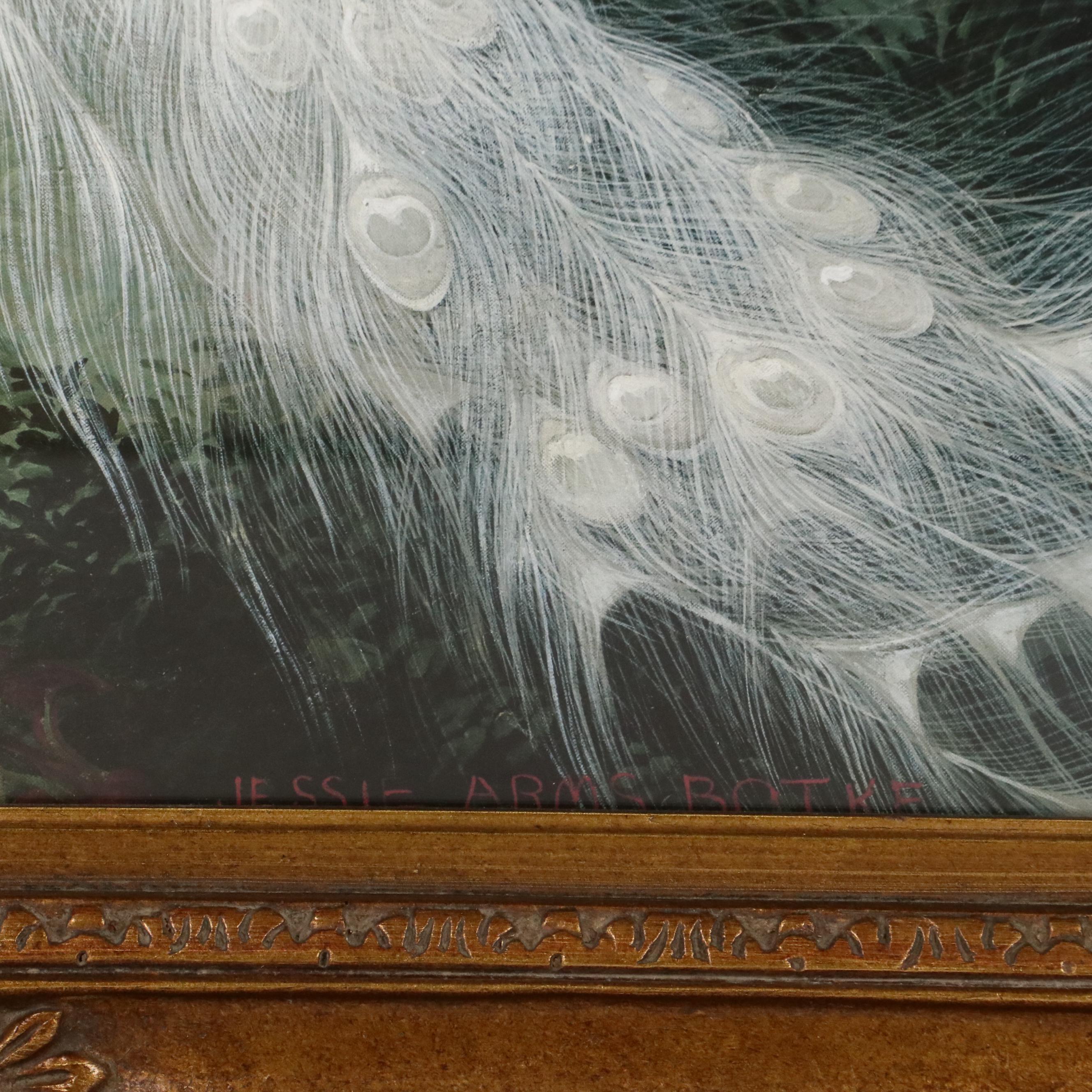 Offset Lithograph After Jesse Arms Botke "The White Peacock"