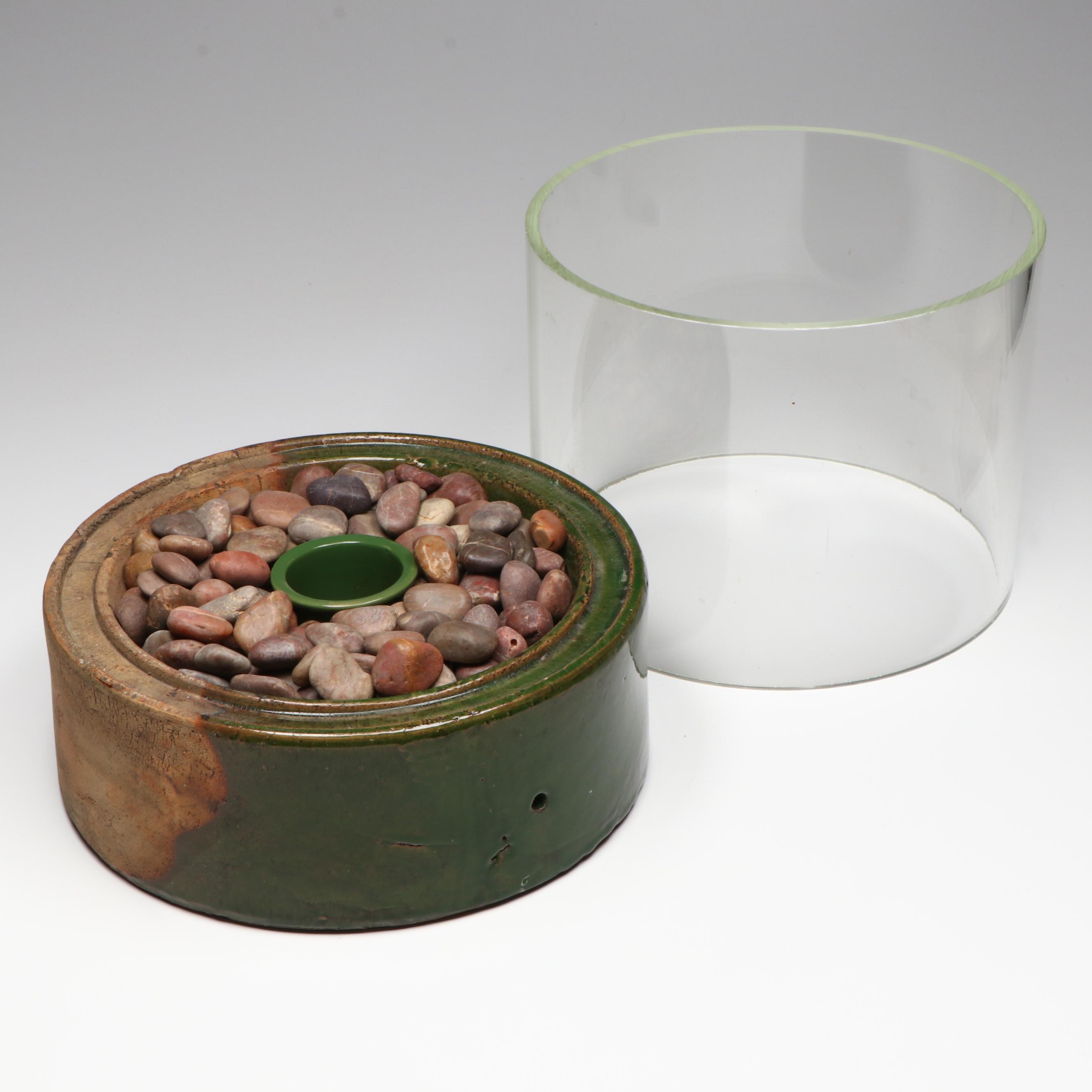 Outdoor Ceramic with Glass Hurricane Tabletop Torch