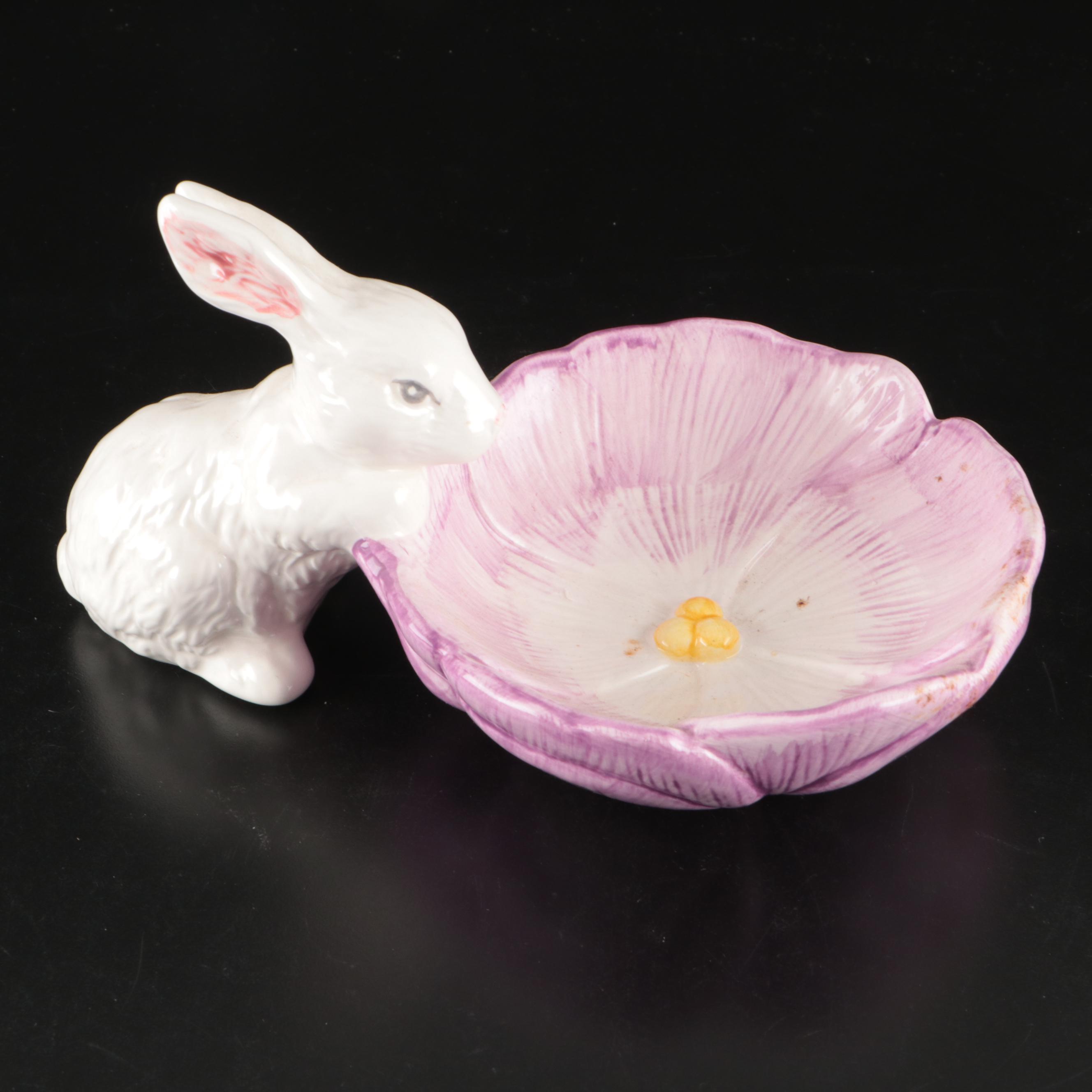 Bunny, Rooster, Swan and Angel Ceramic Figurines