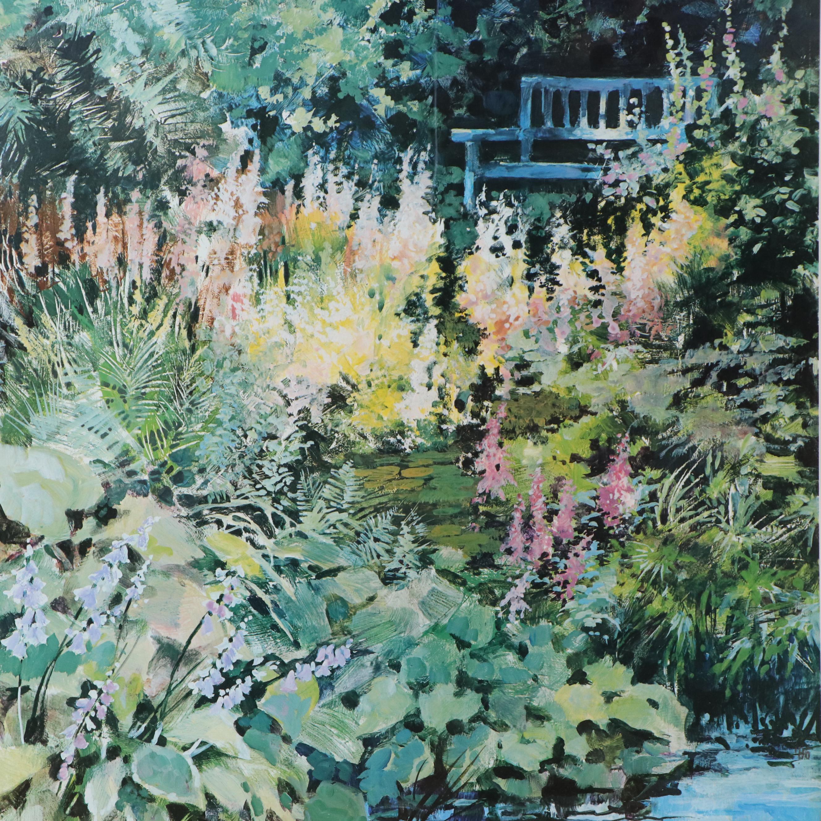 Josie van Gent Edell Offset Lithograph "The Frog Pond," Late 20th Century