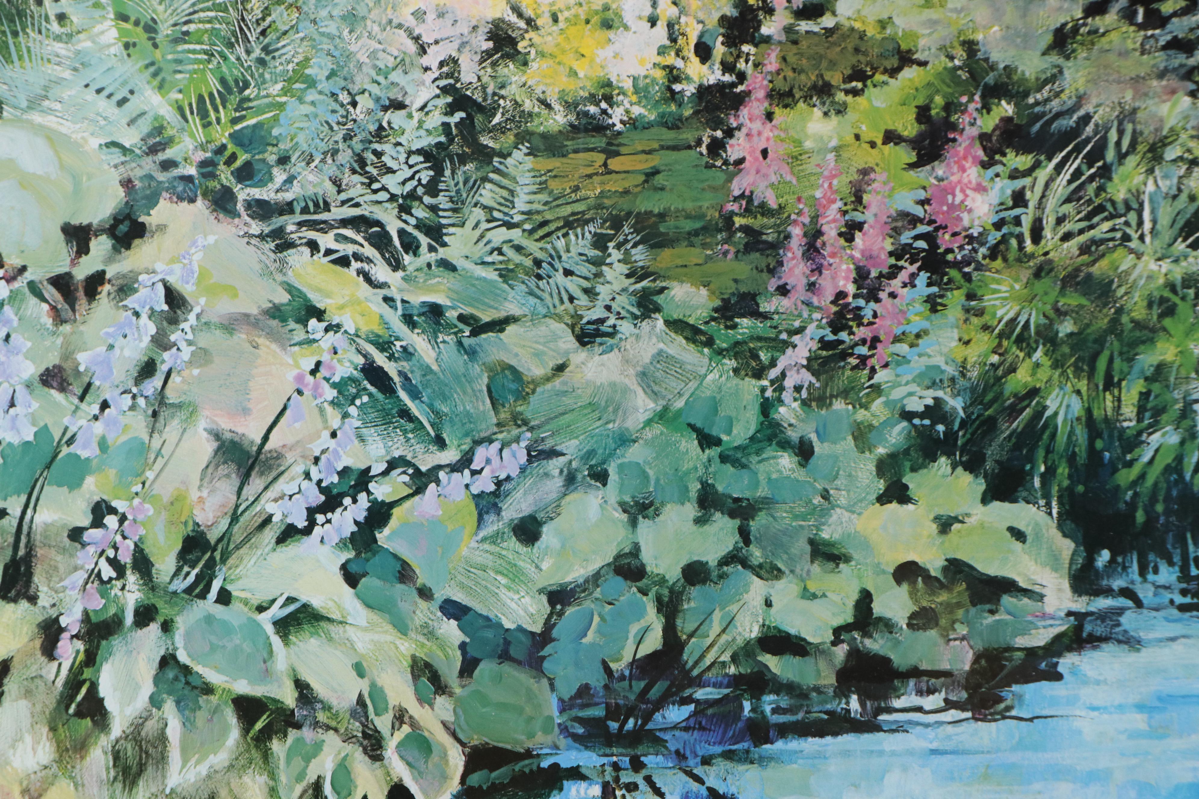 Josie van Gent Edell Offset Lithograph "The Frog Pond," Late 20th Century