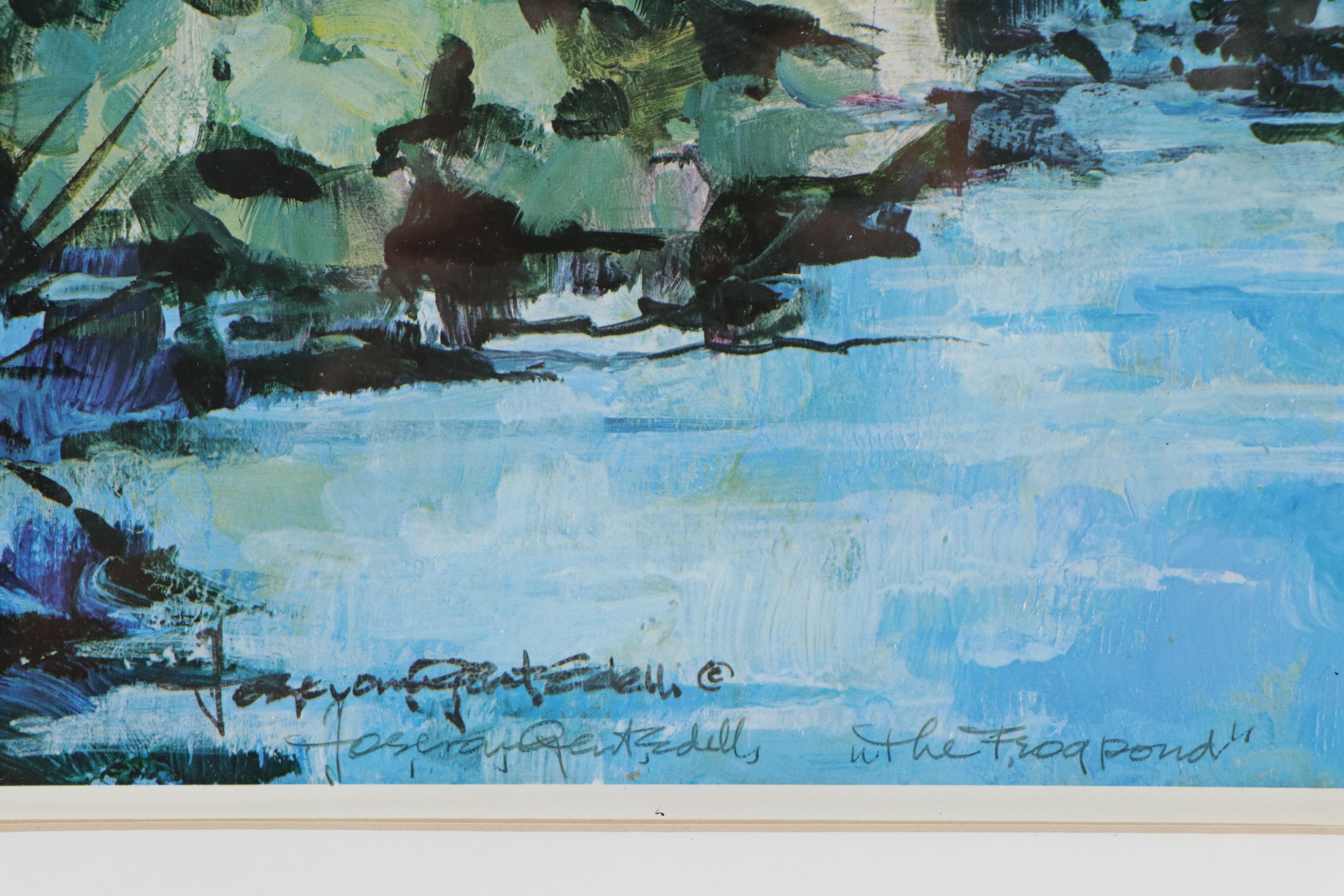 Josie van Gent Edell Offset Lithograph "The Frog Pond," Late 20th Century