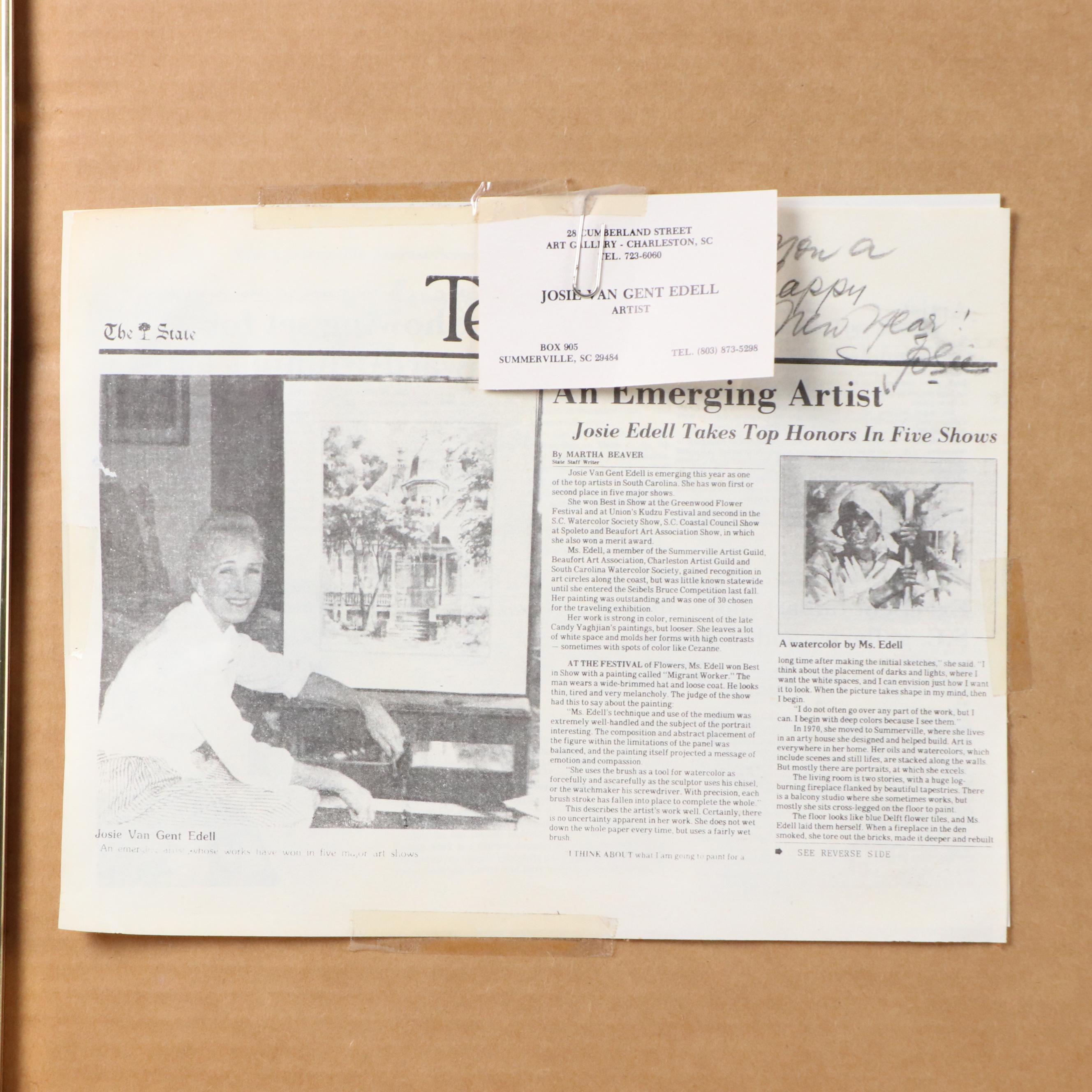 Josie van Gent Edell Offset Lithograph "The Frog Pond," Late 20th Century