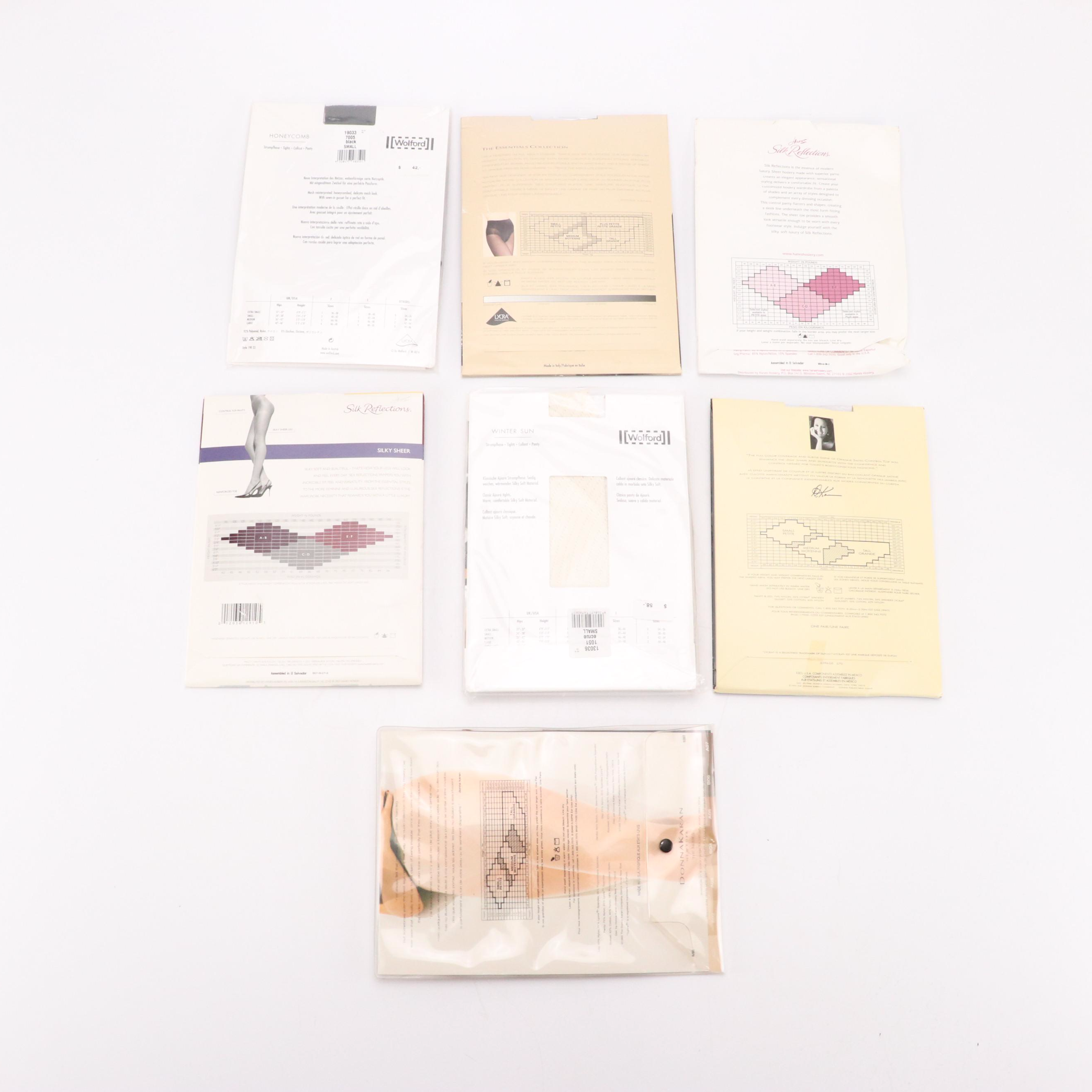Wolford, Donna Karan New York, and Hanes Tights in Packaging