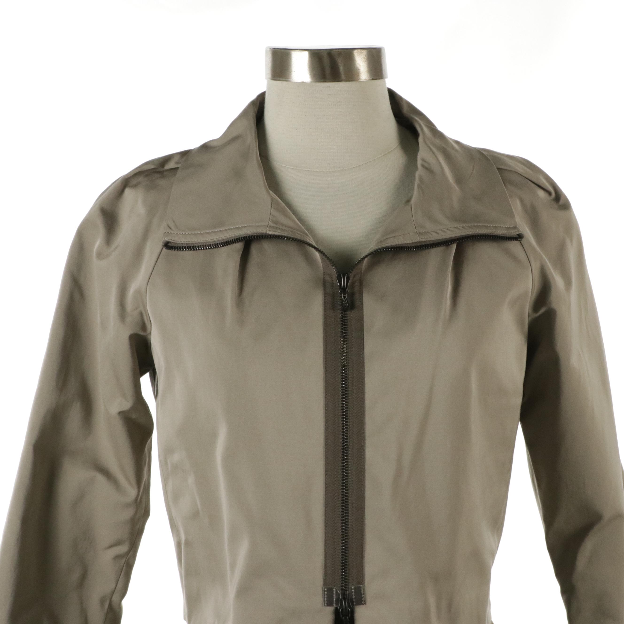 Lida Baday Geometric Printed Cotton Zip Dress, Pleated-Back Cropped Jacket