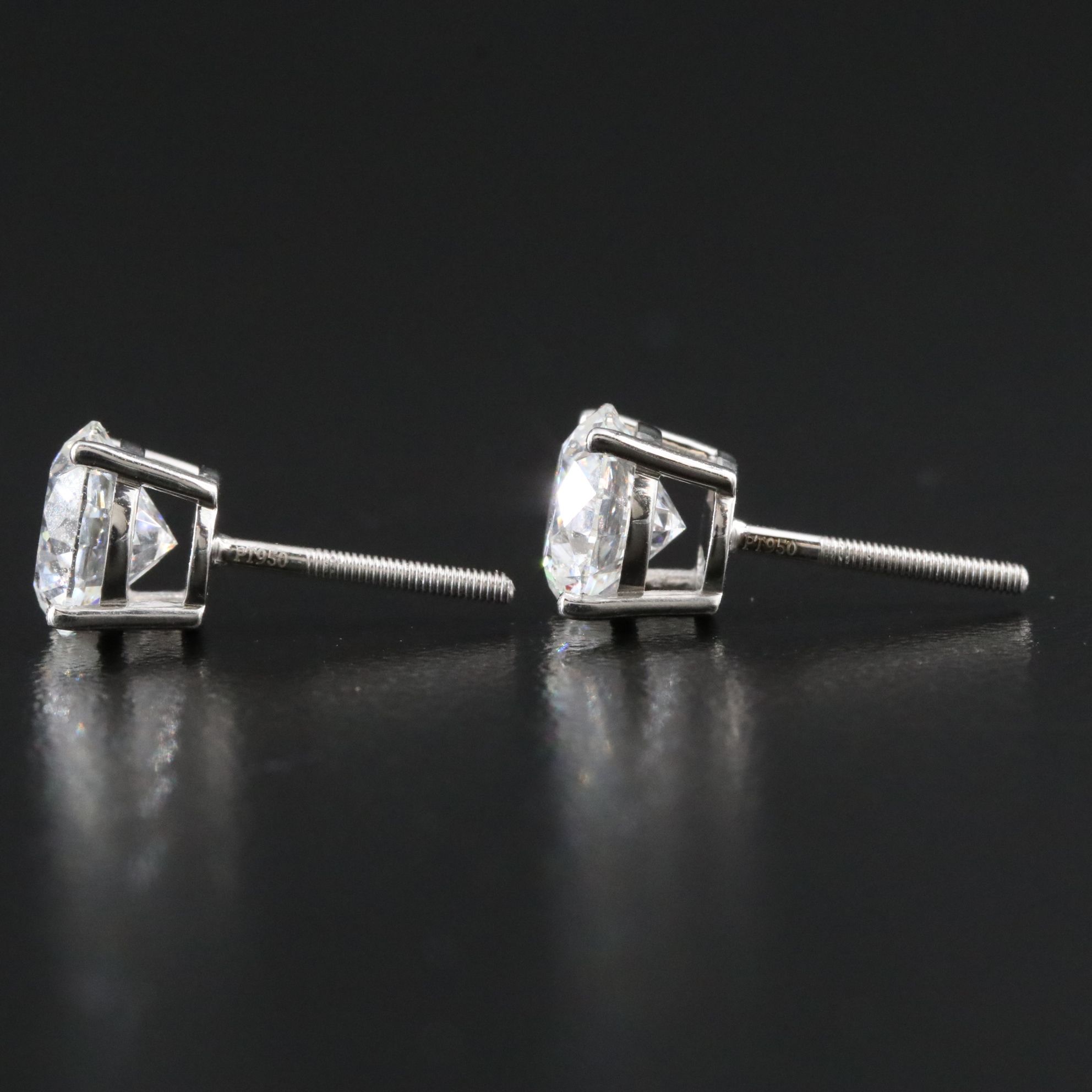 Platinum 3.40 CTW Lab Grown Diamond Stud Earrings with IGI Reports