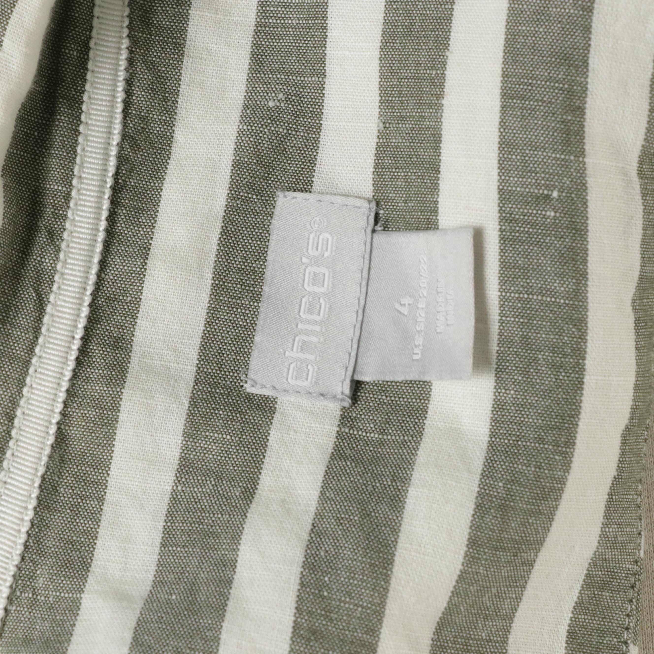 Chico's Linen and Cotton Blend Slit Side Tunic Top