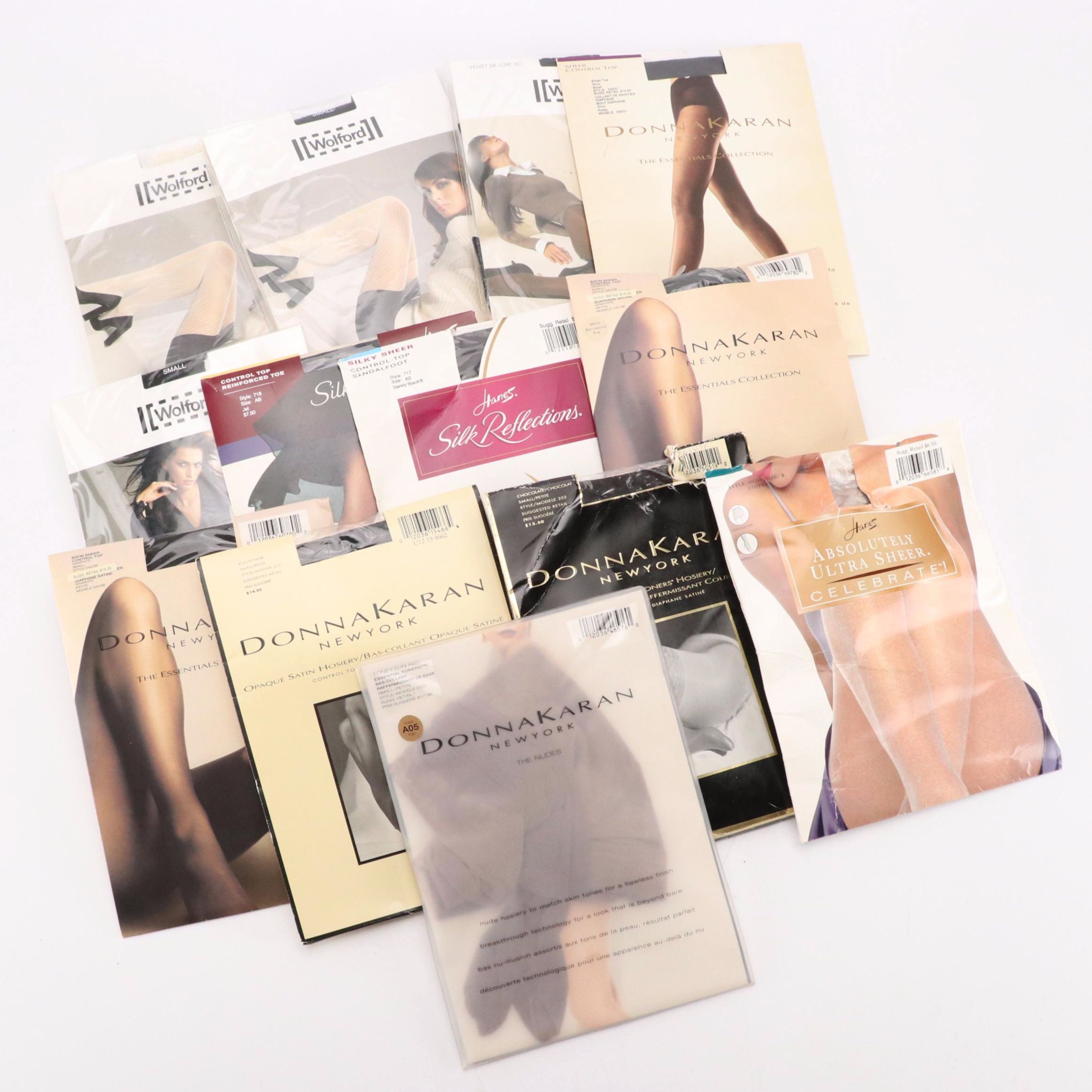 Wolford, Donna Karan New York, and Hanes Tights in Packaging