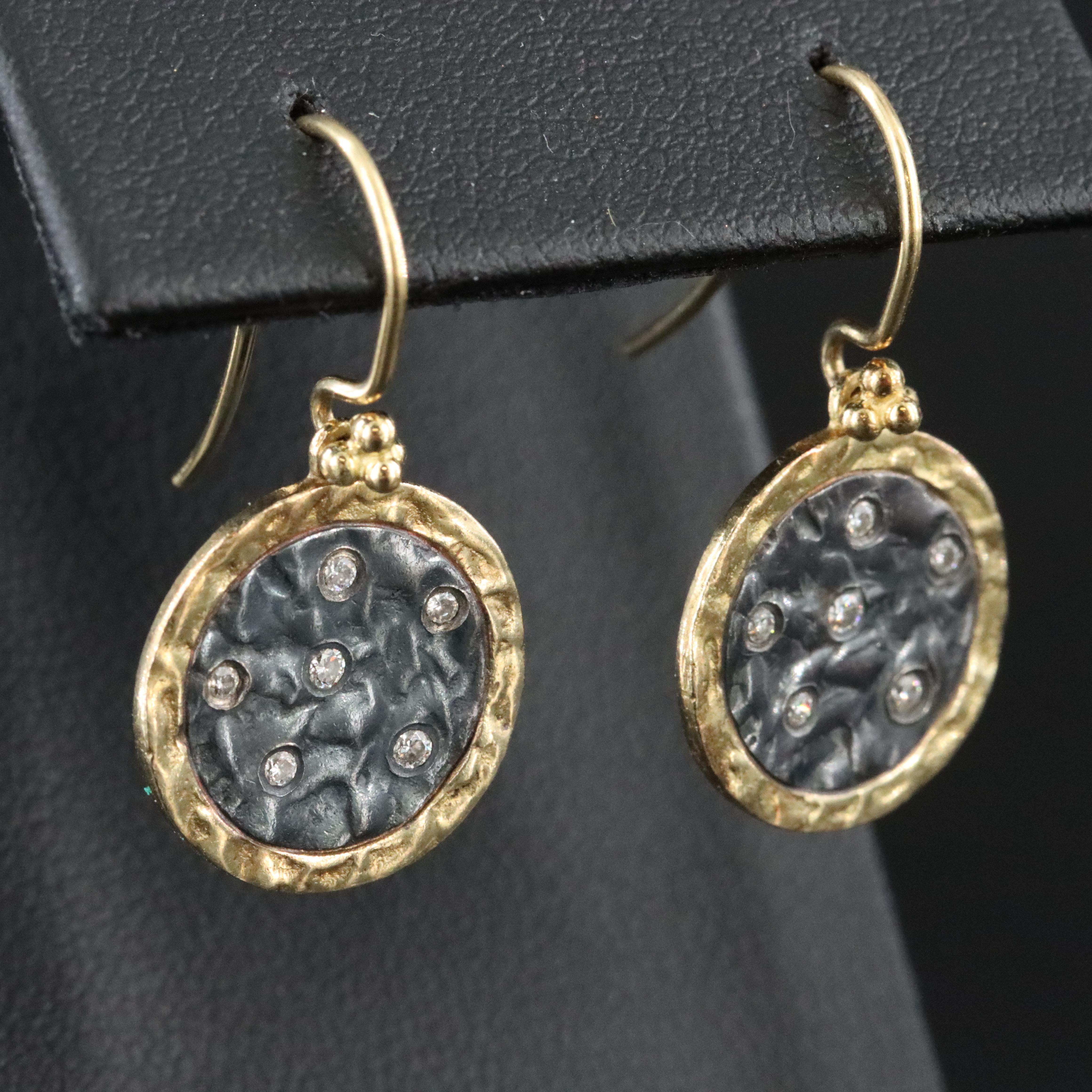 18K and Sterling Diamond Earrings