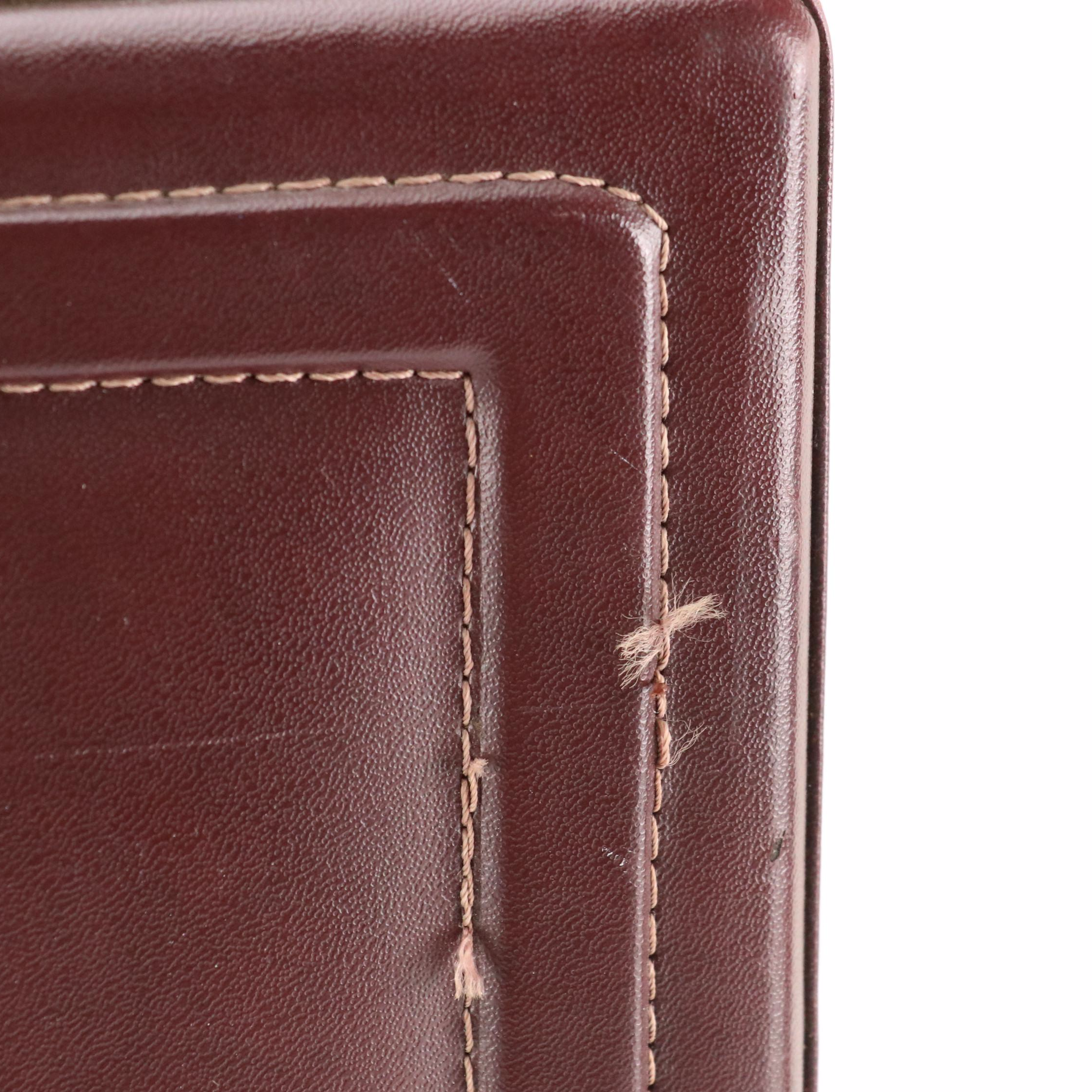 Heritage Burgundy Leather Combination Lock Hard Side Briefcase