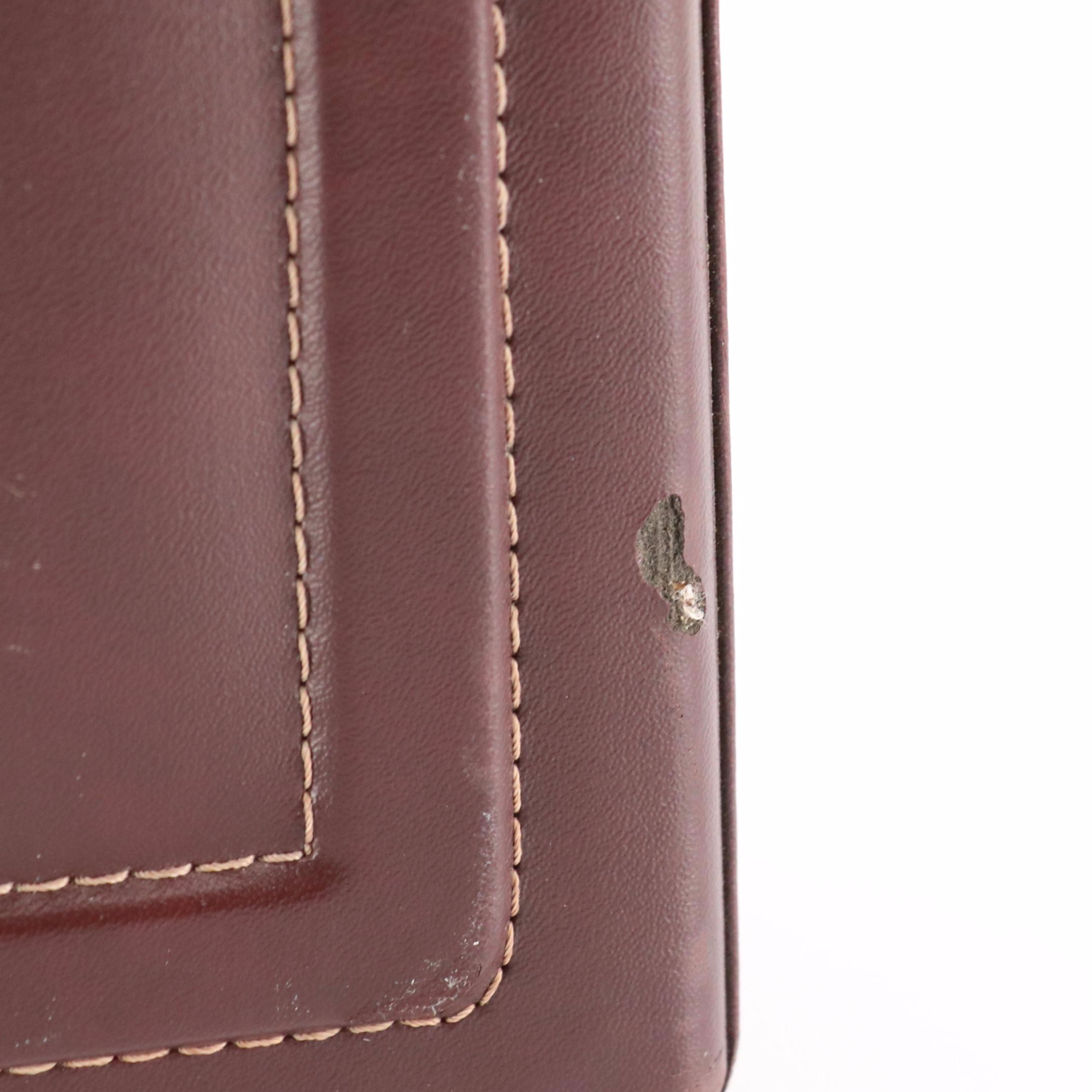 Heritage Burgundy Leather Combination Lock Hard Side Briefcase