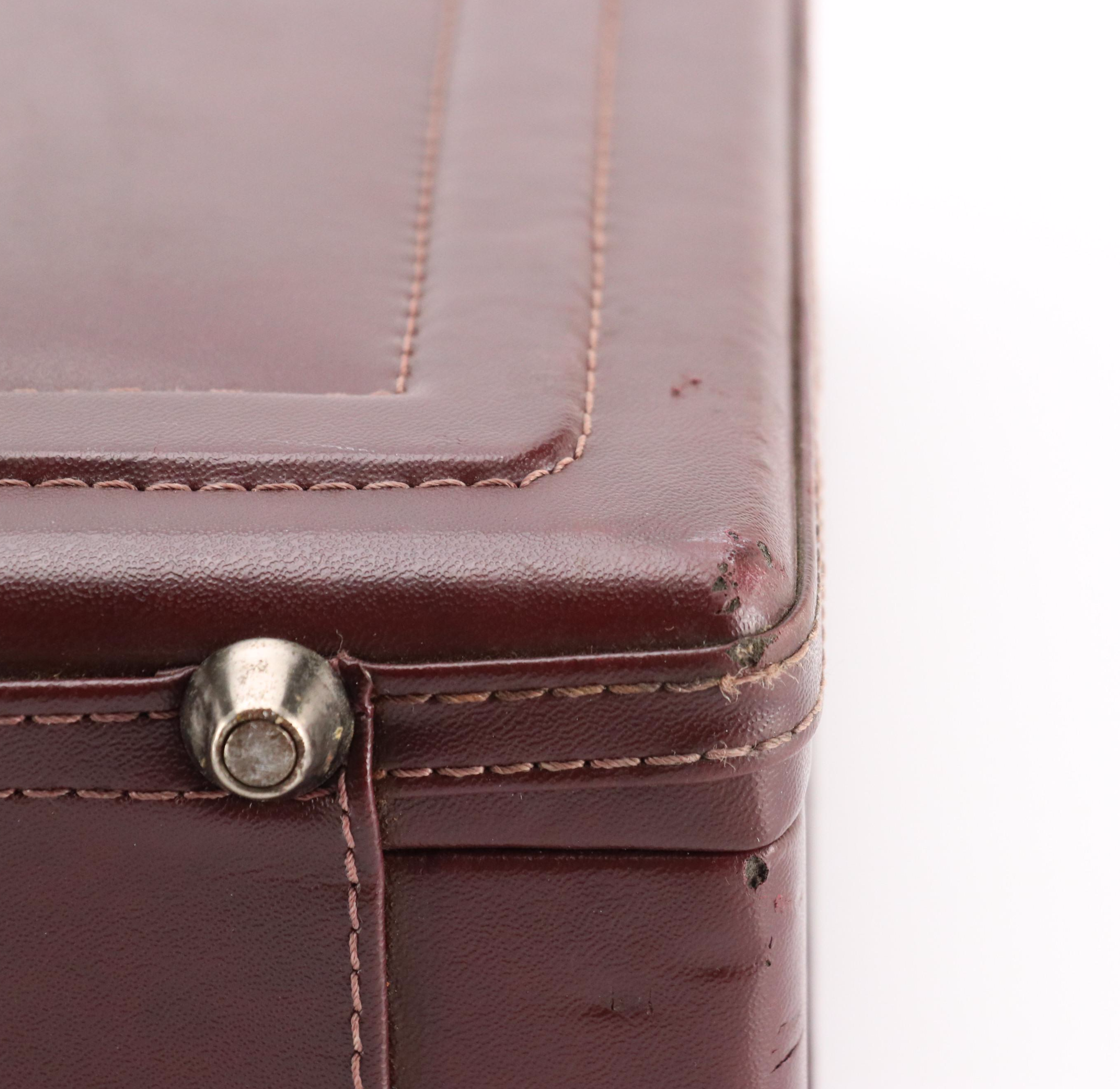 Heritage Burgundy Leather Combination Lock Hard Side Briefcase