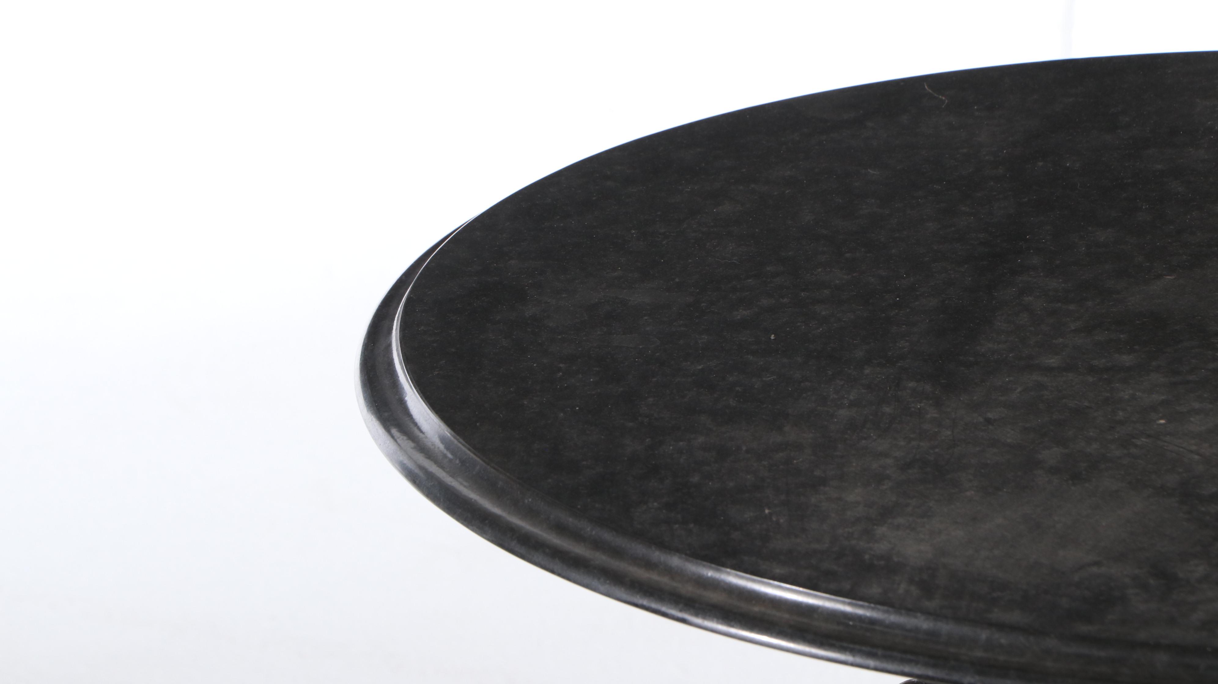 Victorian Black-Painted Cast Iron Scrollwork Occasional Table with Marble Top