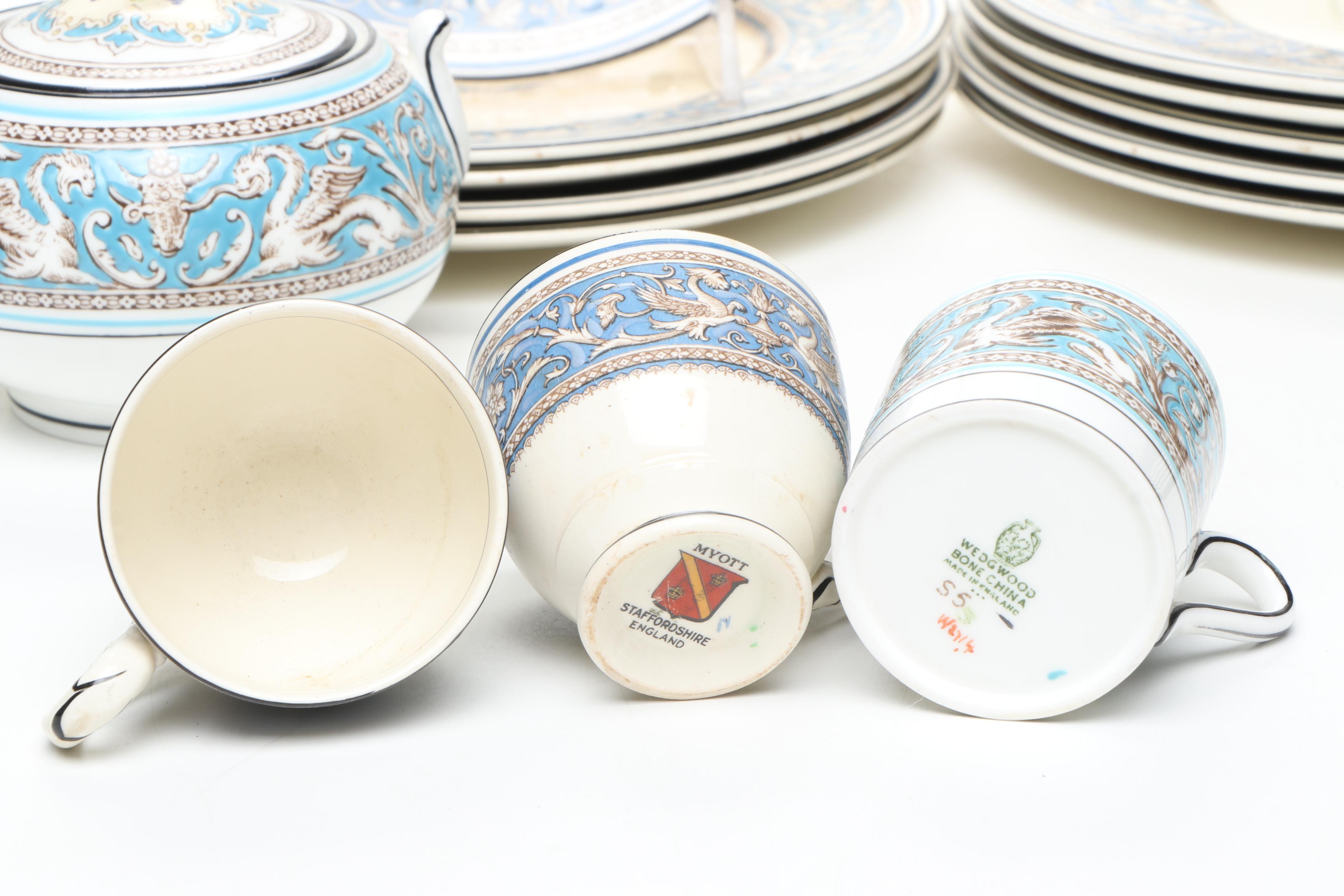 Wedgwood "Florentine Turquoise Rim" and Myott "Medici" Porcelain Tableware