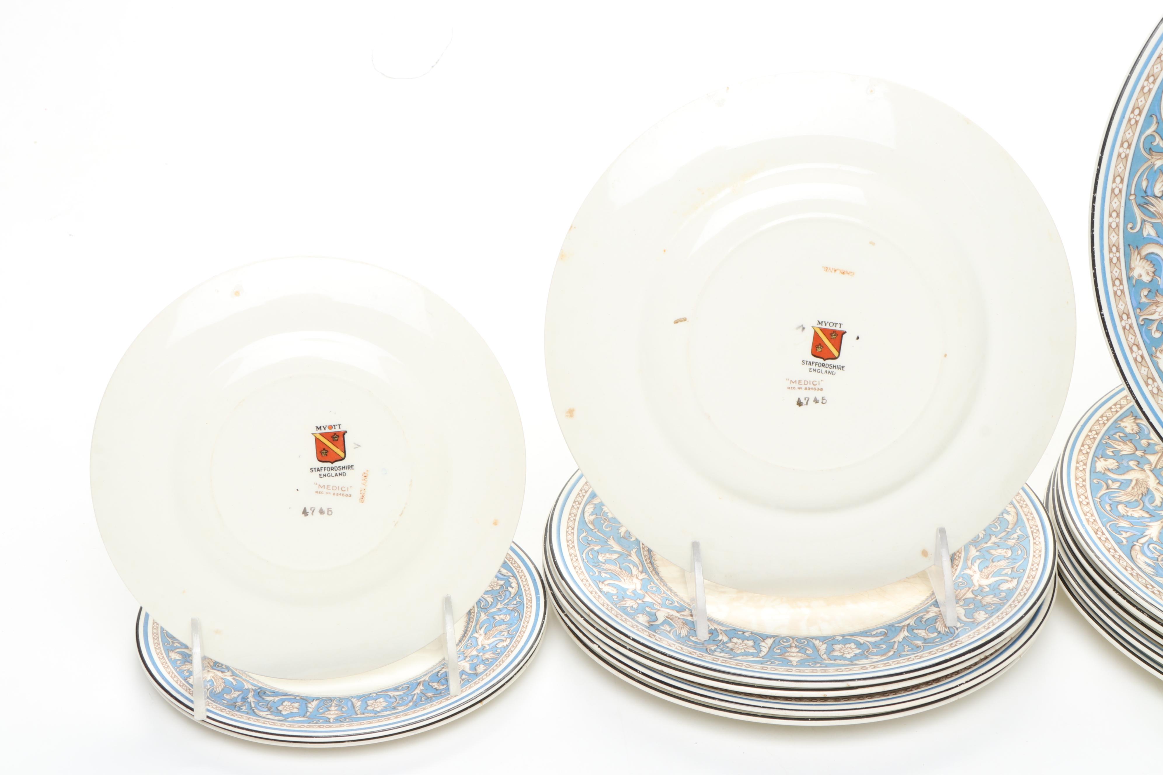 Wedgwood "Florentine Turquoise Rim" and Myott "Medici" Porcelain Tableware