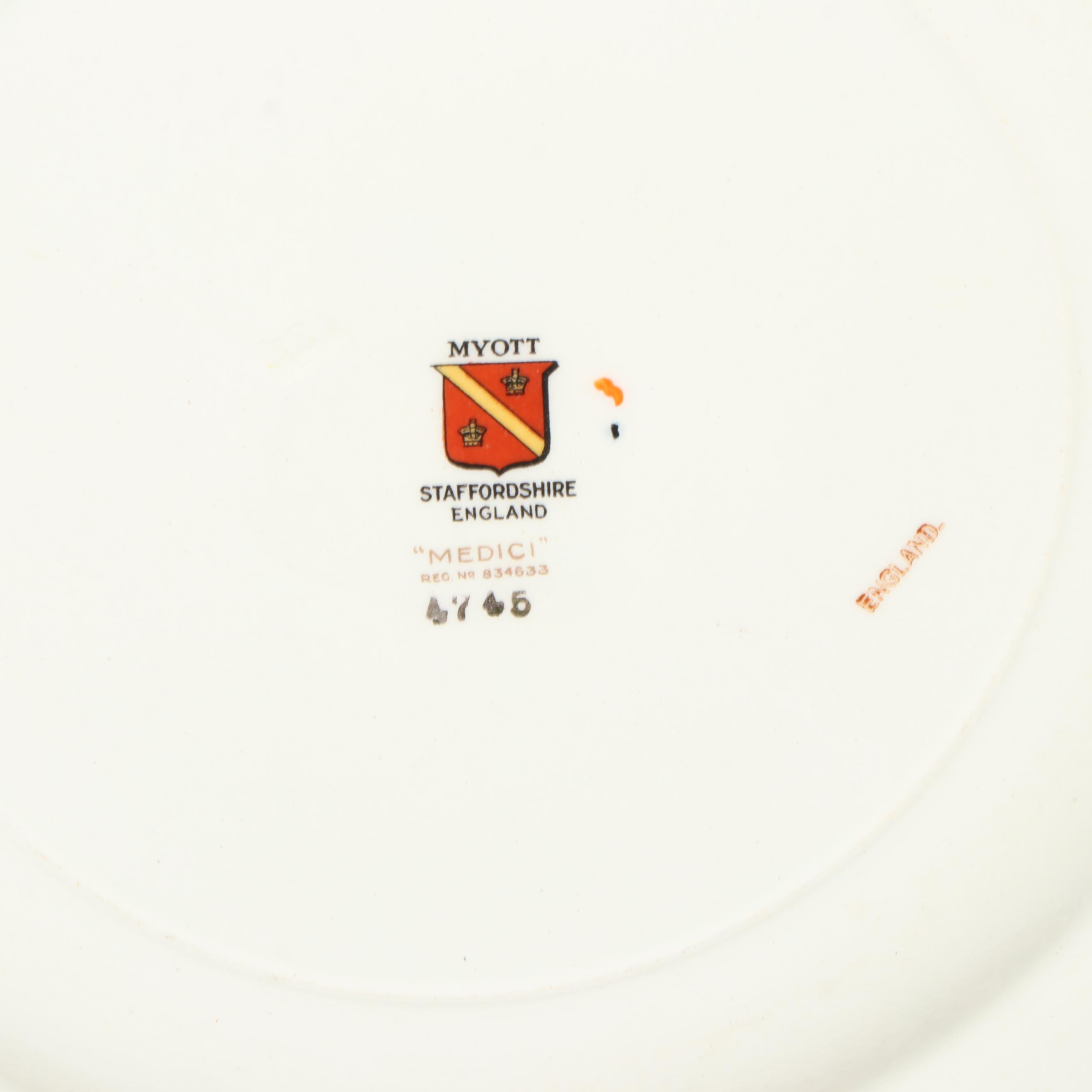 Wedgwood "Florentine Turquoise Rim" and Myott "Medici" Porcelain Tableware