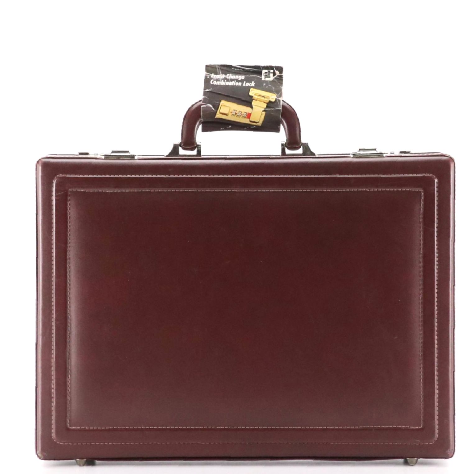 Heritage Burgundy Leather Combination Lock Hard Side Briefcase