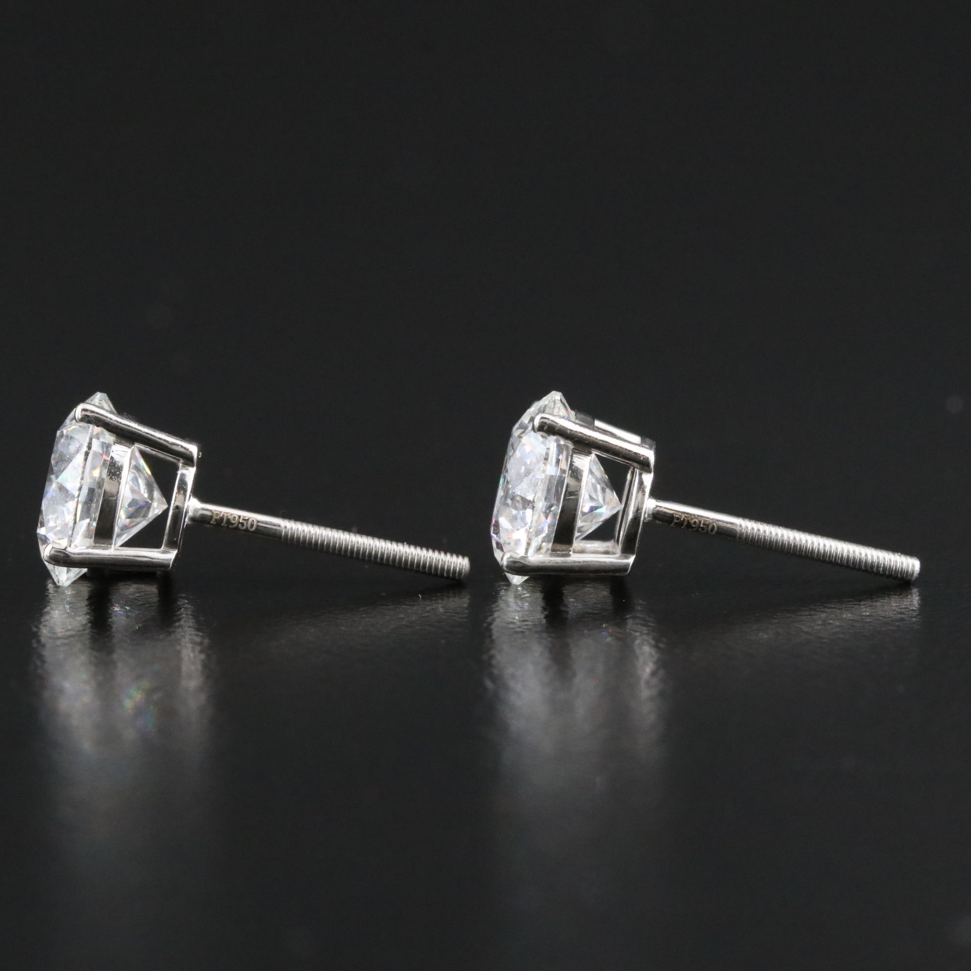 Platinum 4.00 CTW Lab Grown Diamond Stud Earrings with IGI Reports