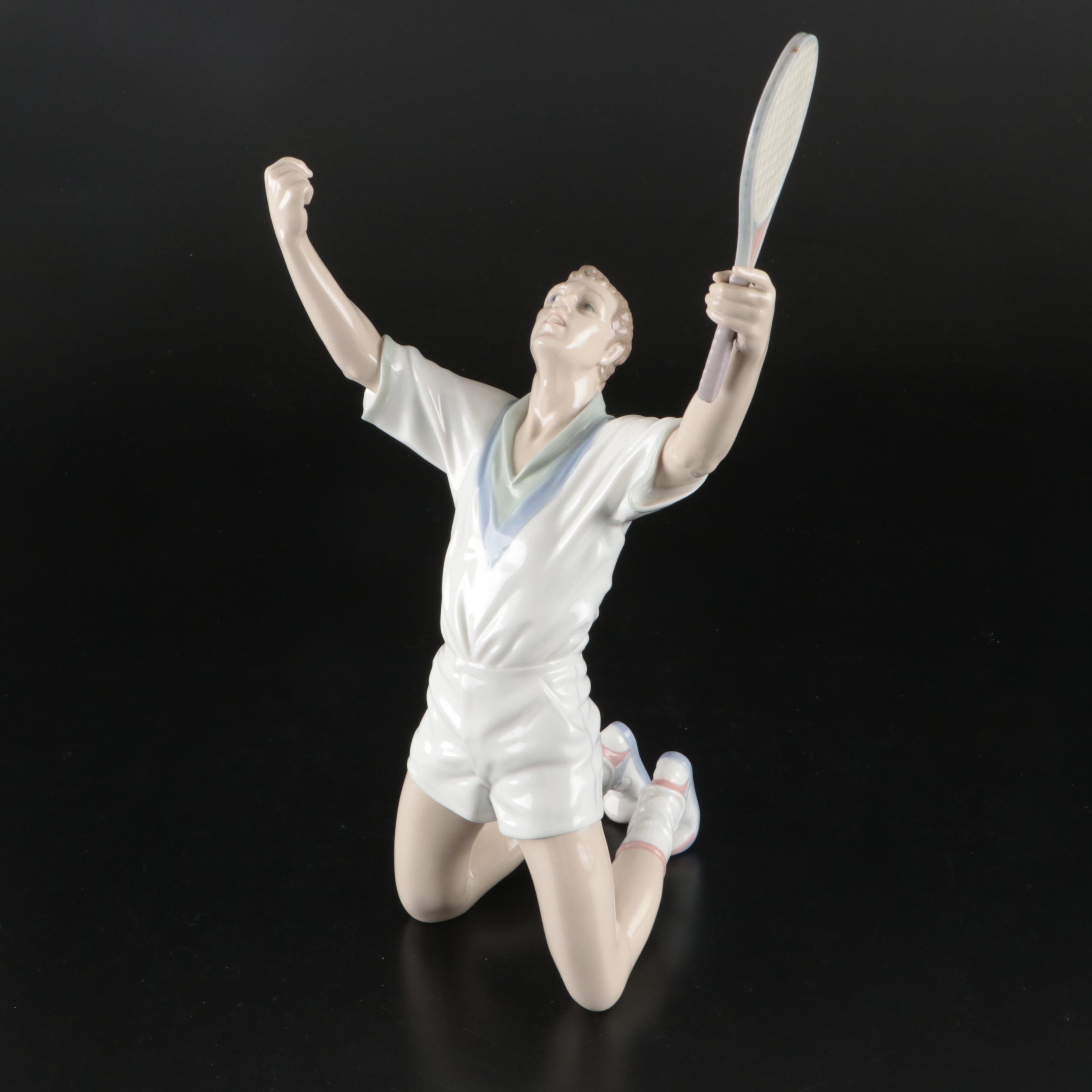 Lladró "Tennis Champion" Porcelain Figurine Designed by Salvador Furió, 1996–99