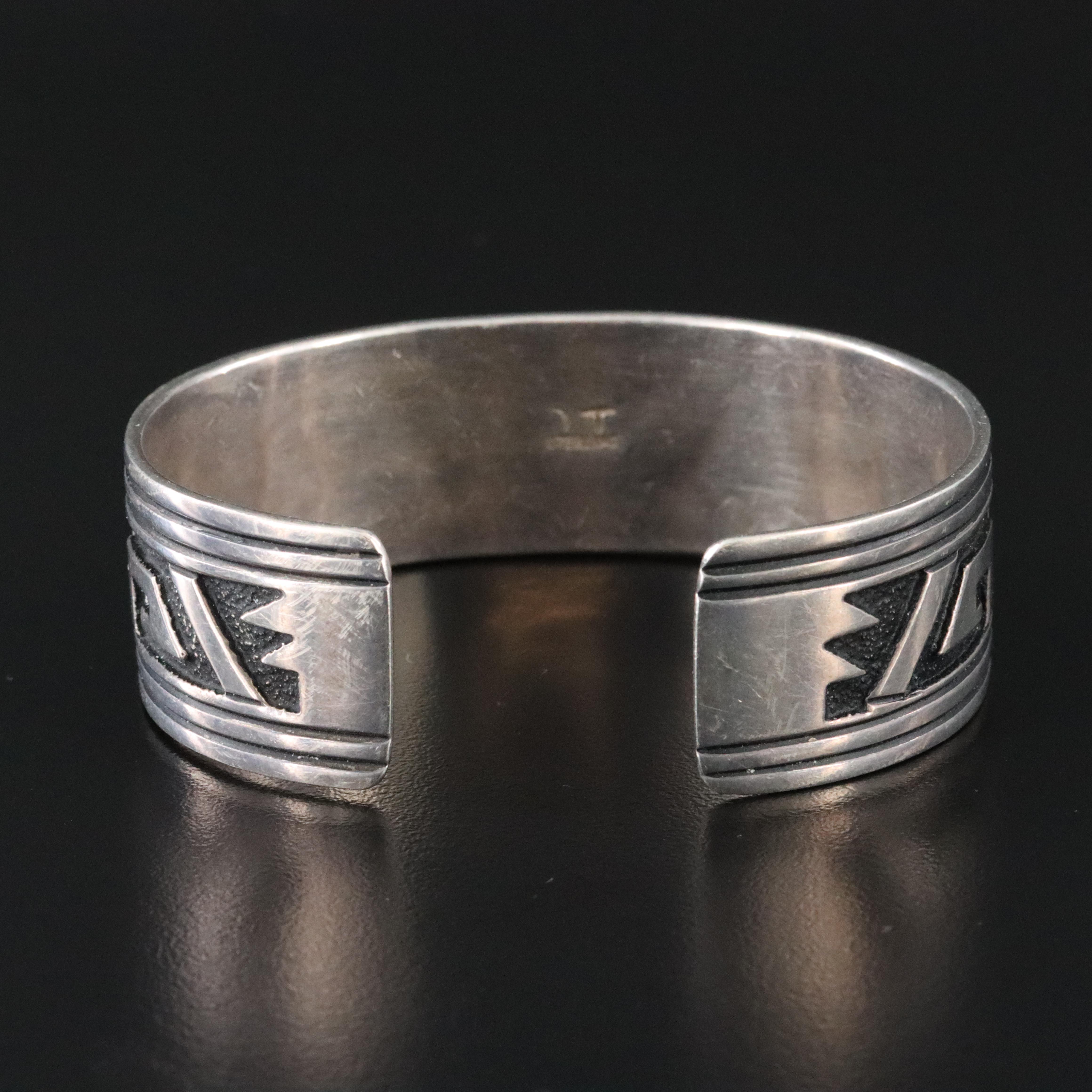 Signed Southwestern Sterling Overlay Cuff