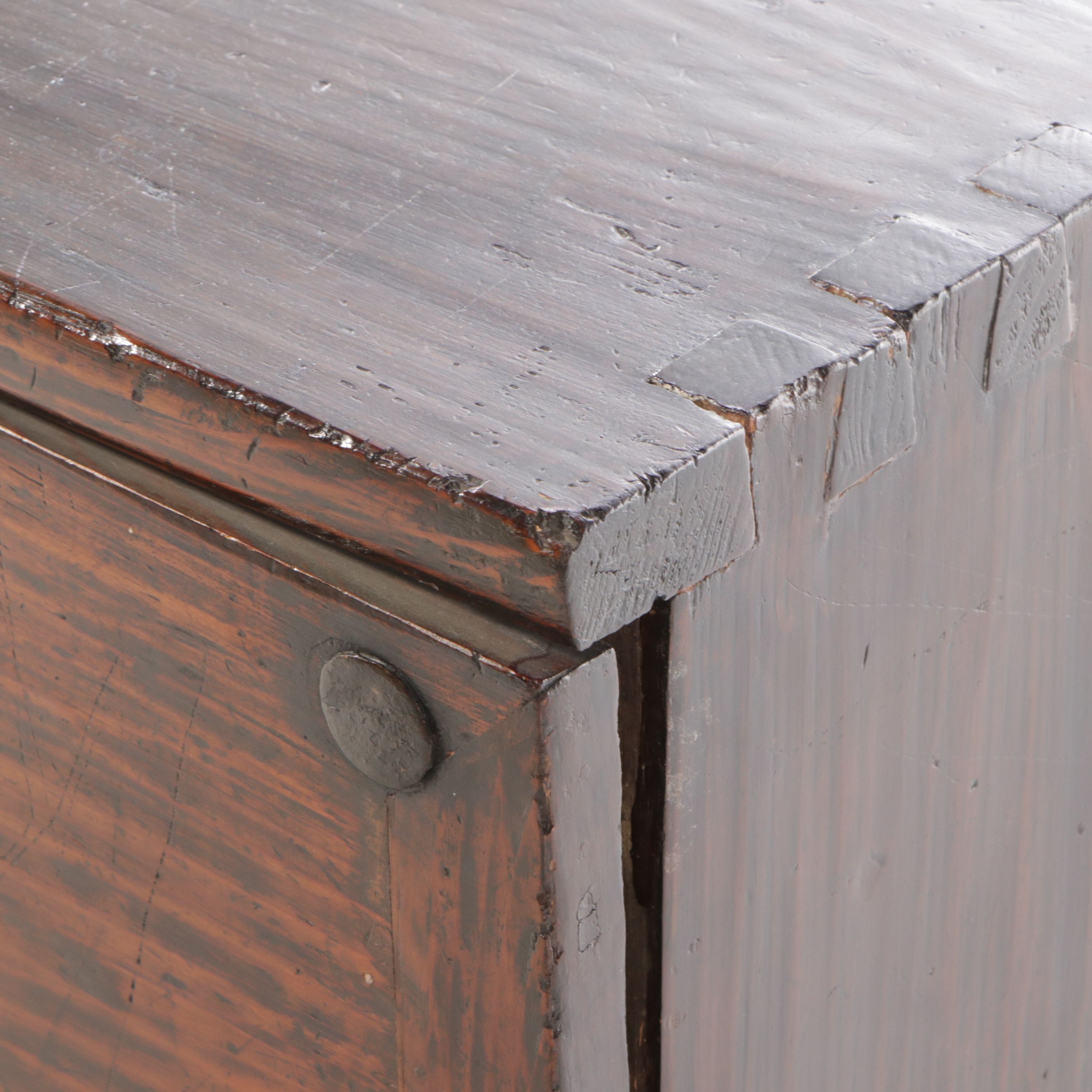 Korean Elm Wood Bandaji Chest with Iron Mounts