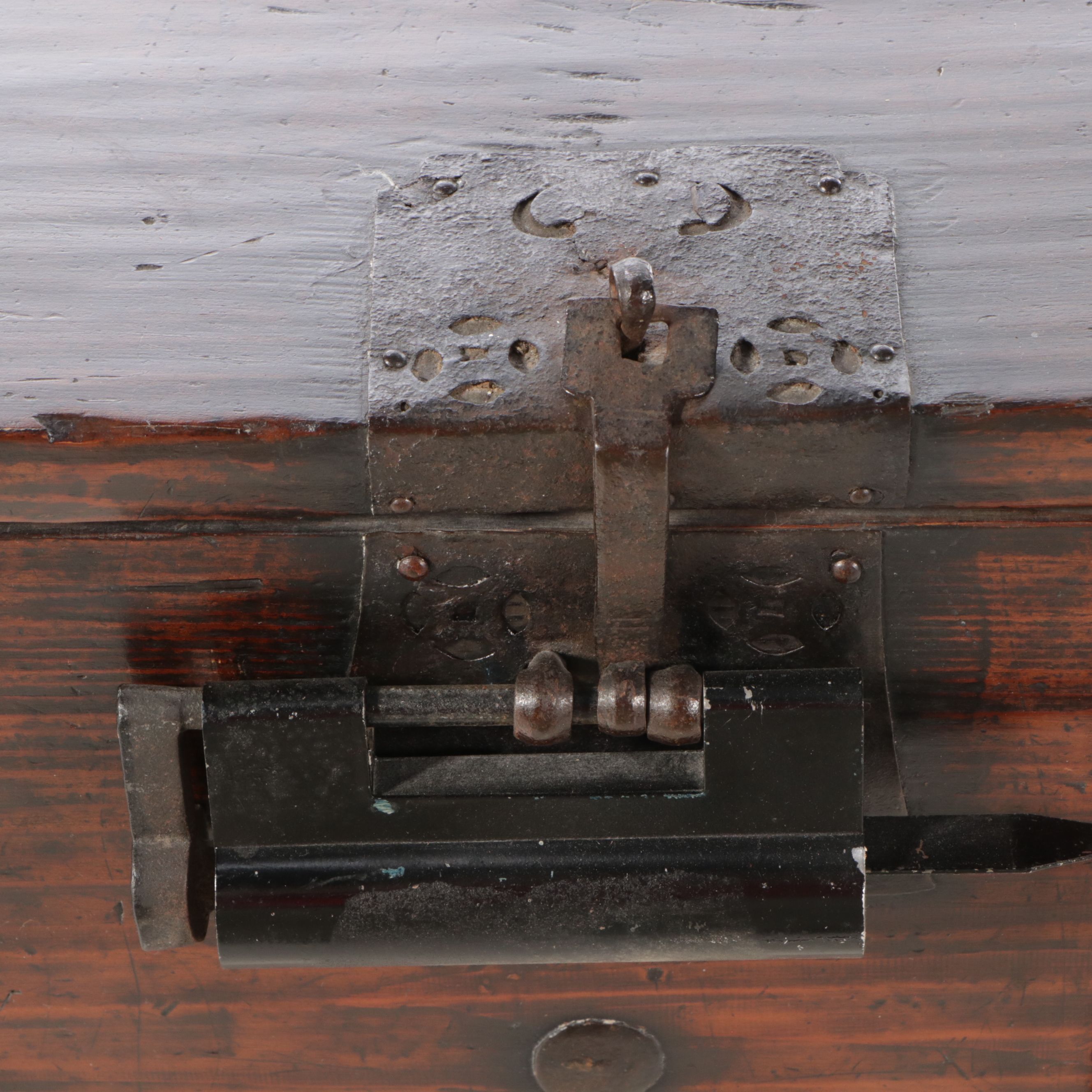 Korean Elm Wood Bandaji Chest with Iron Mounts