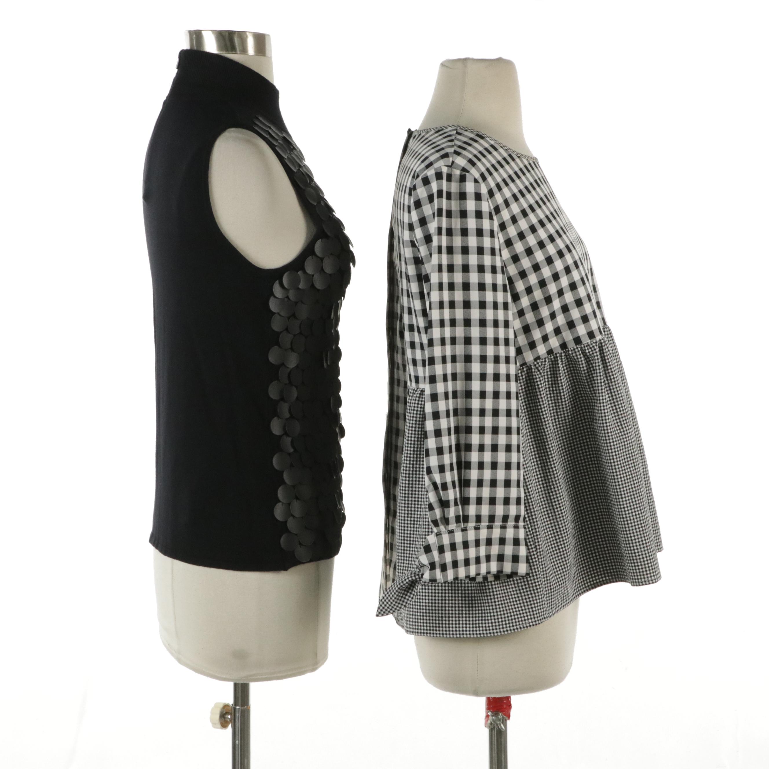 Michelle Nicole Sleeveless Knit Paillette Top and English Factory Check Blouse