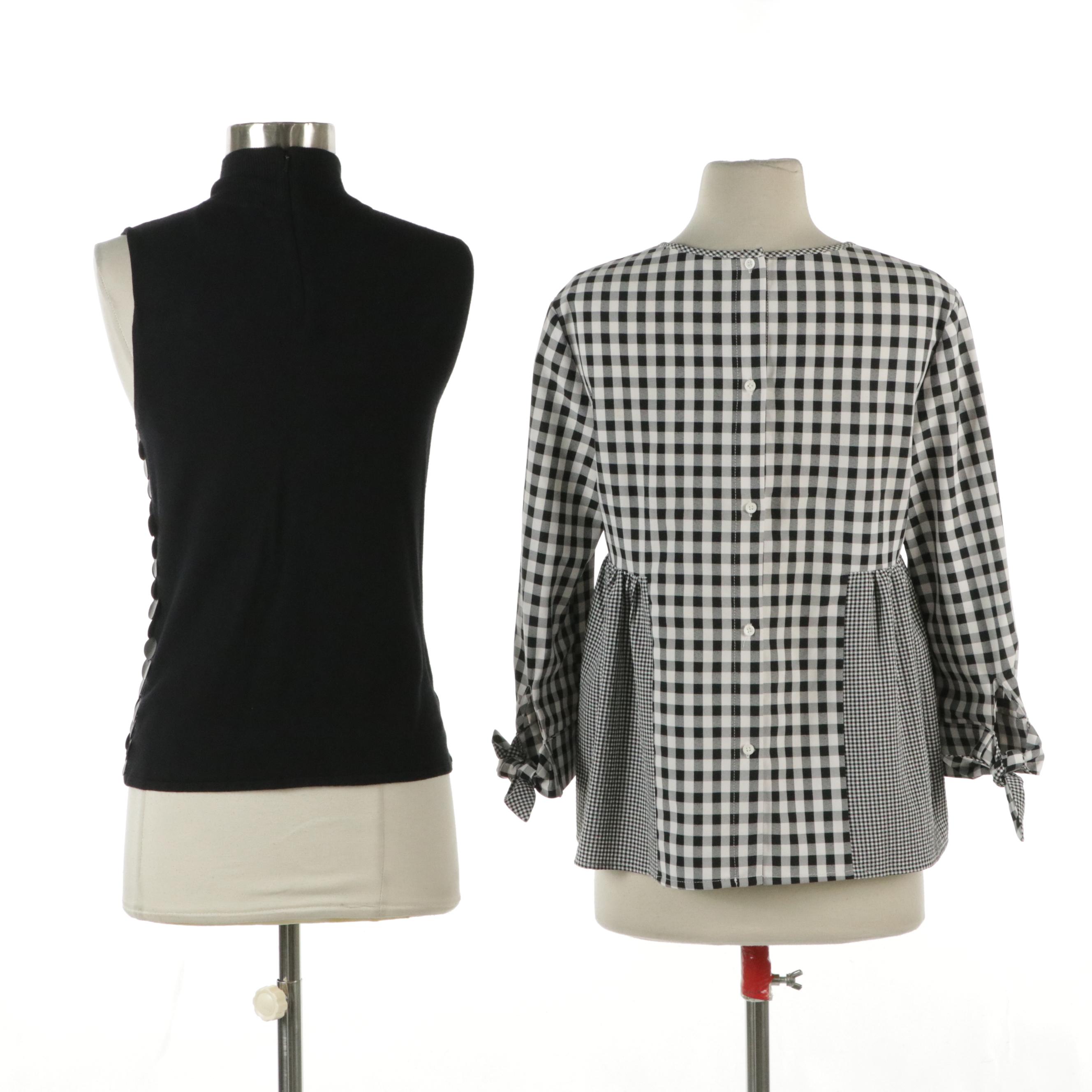 Michelle Nicole Sleeveless Knit Paillette Top and English Factory Check Blouse