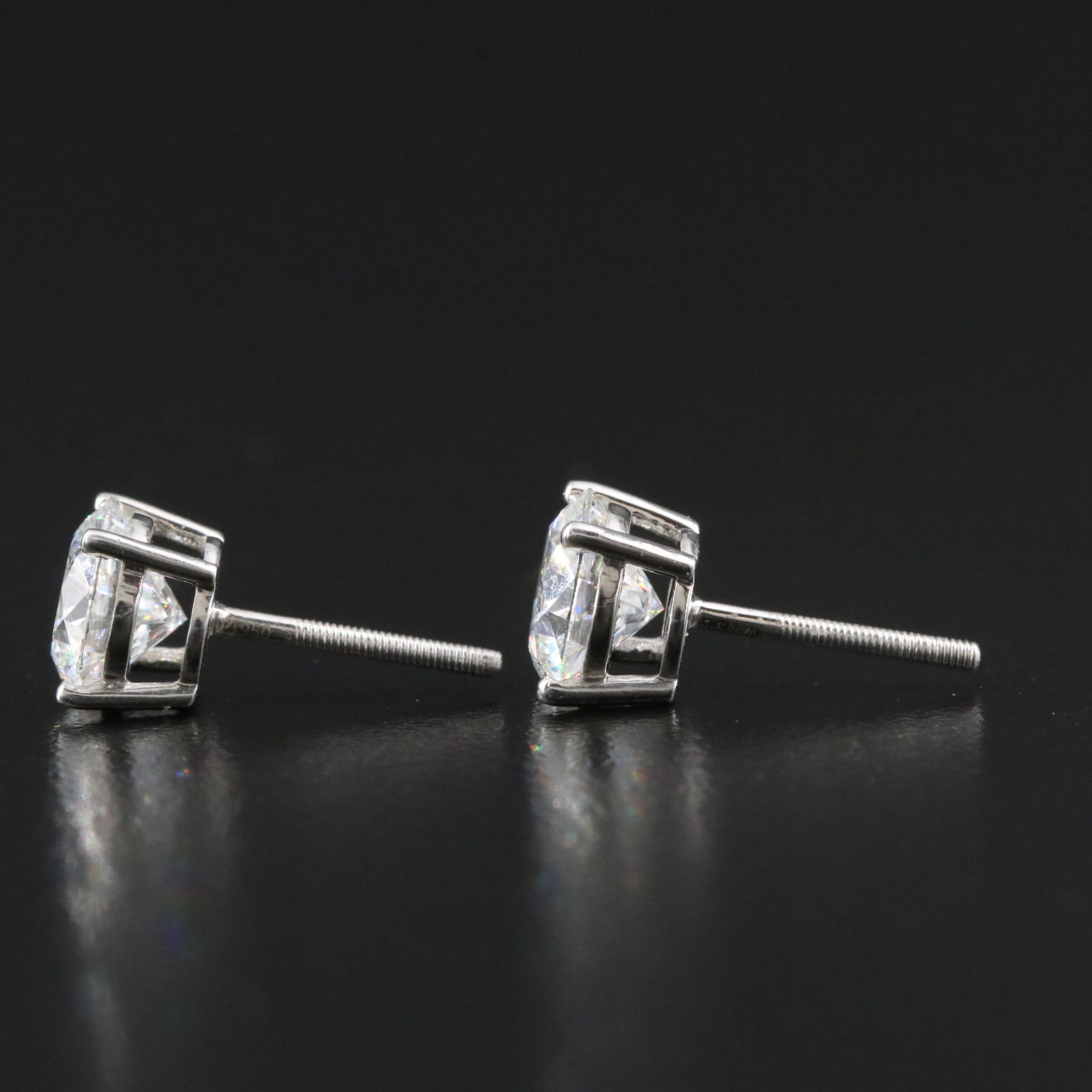 Platinum 3.16 CTW Lab Grown Diamond Stud Earring with IGI Reports