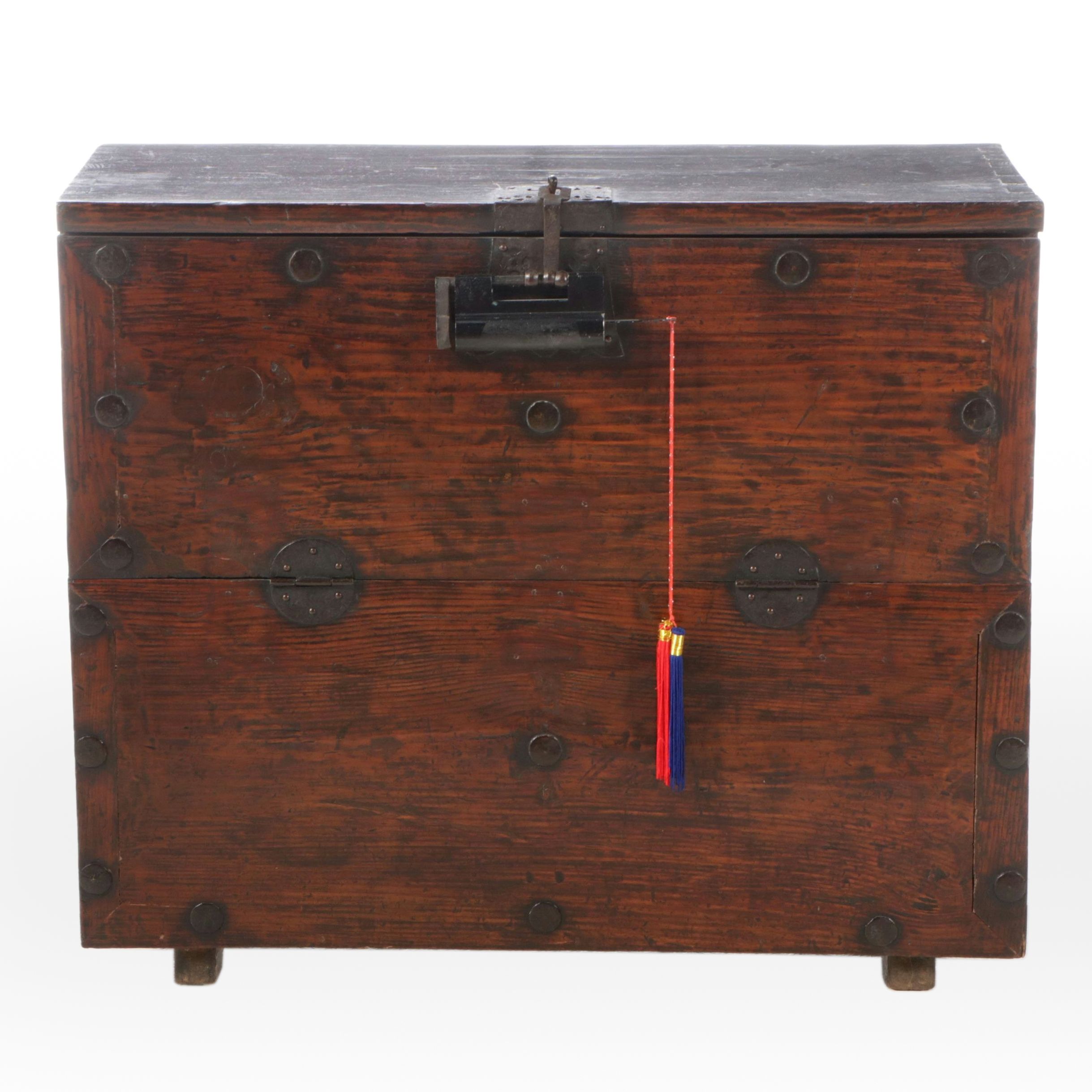 Korean Elm Wood Bandaji Chest with Iron Mounts