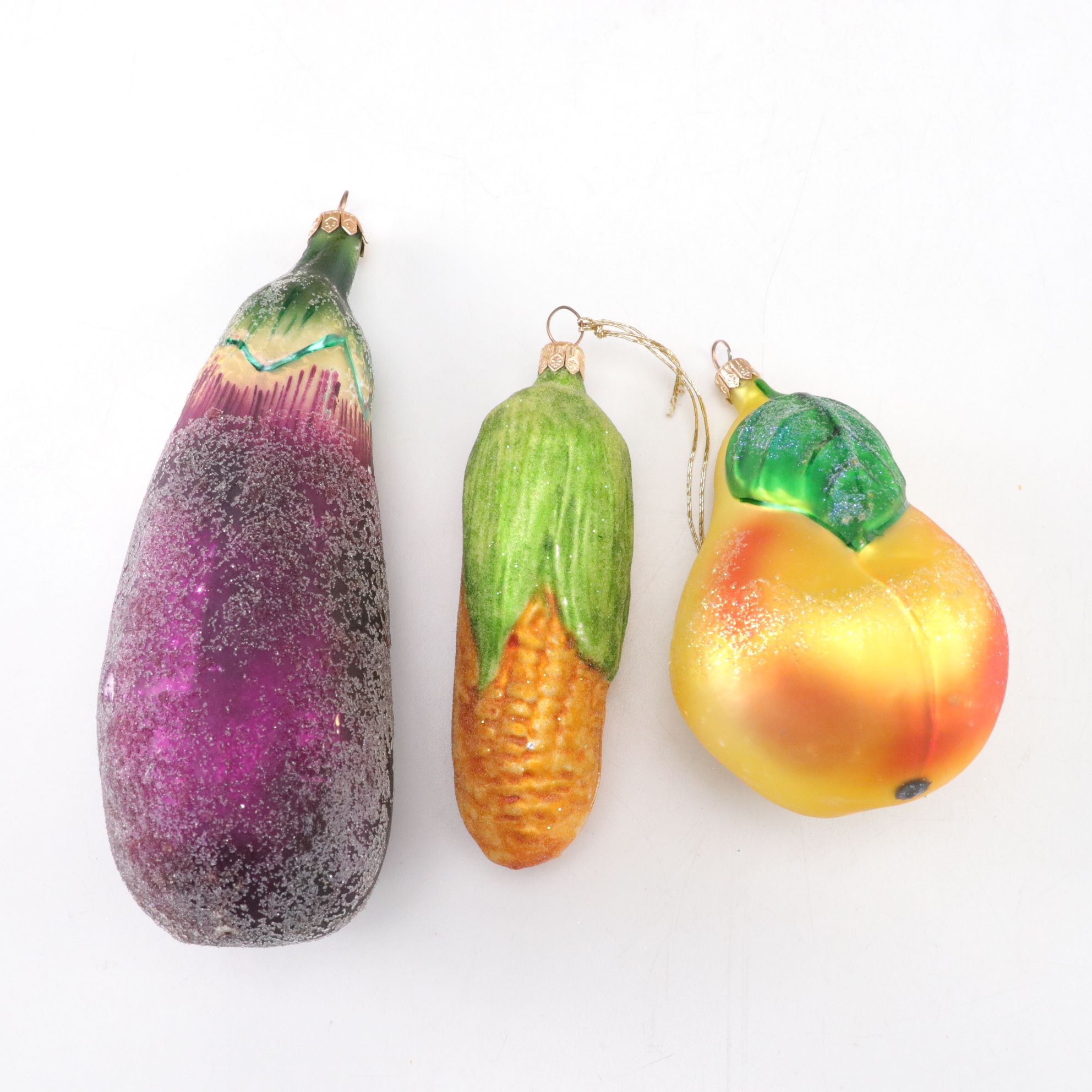 Blown Glass Fruit, Mushrooms & Food Christmas Ornaments