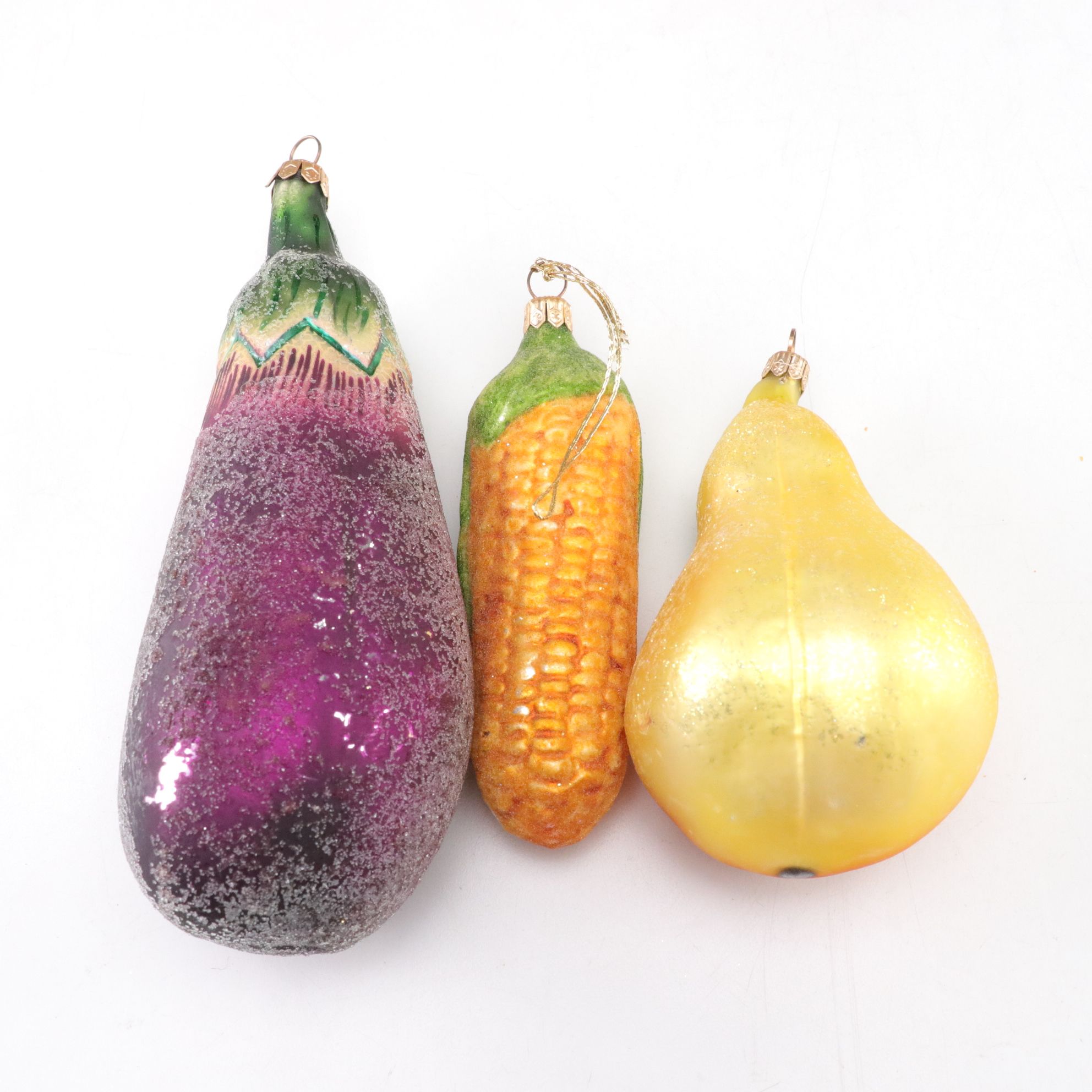 Blown Glass Fruit, Mushrooms & Food Christmas Ornaments
