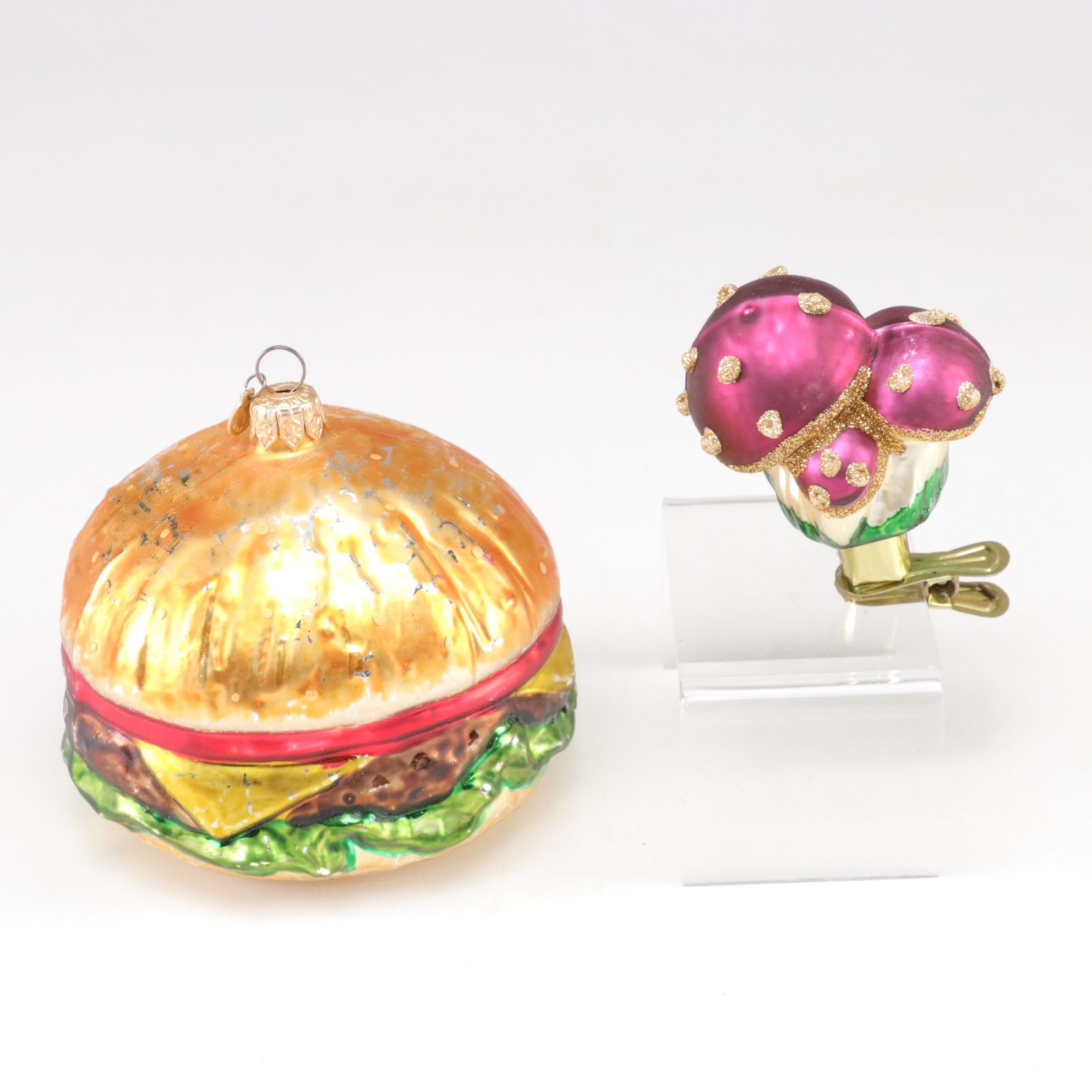 Blown Glass Fruit, Mushrooms & Food Christmas Ornaments