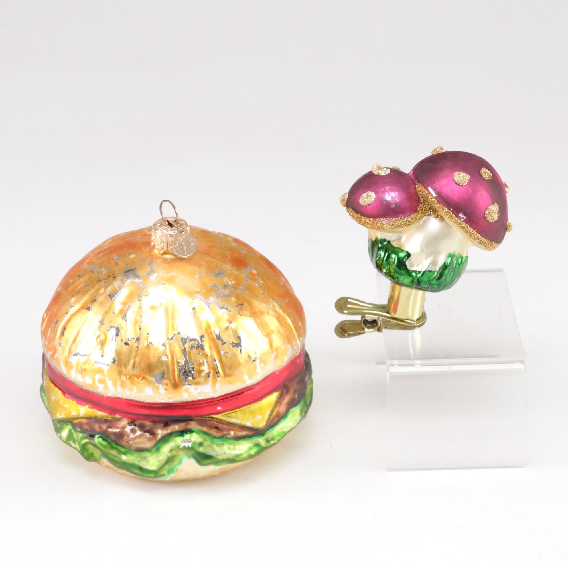 Blown Glass Fruit, Mushrooms & Food Christmas Ornaments