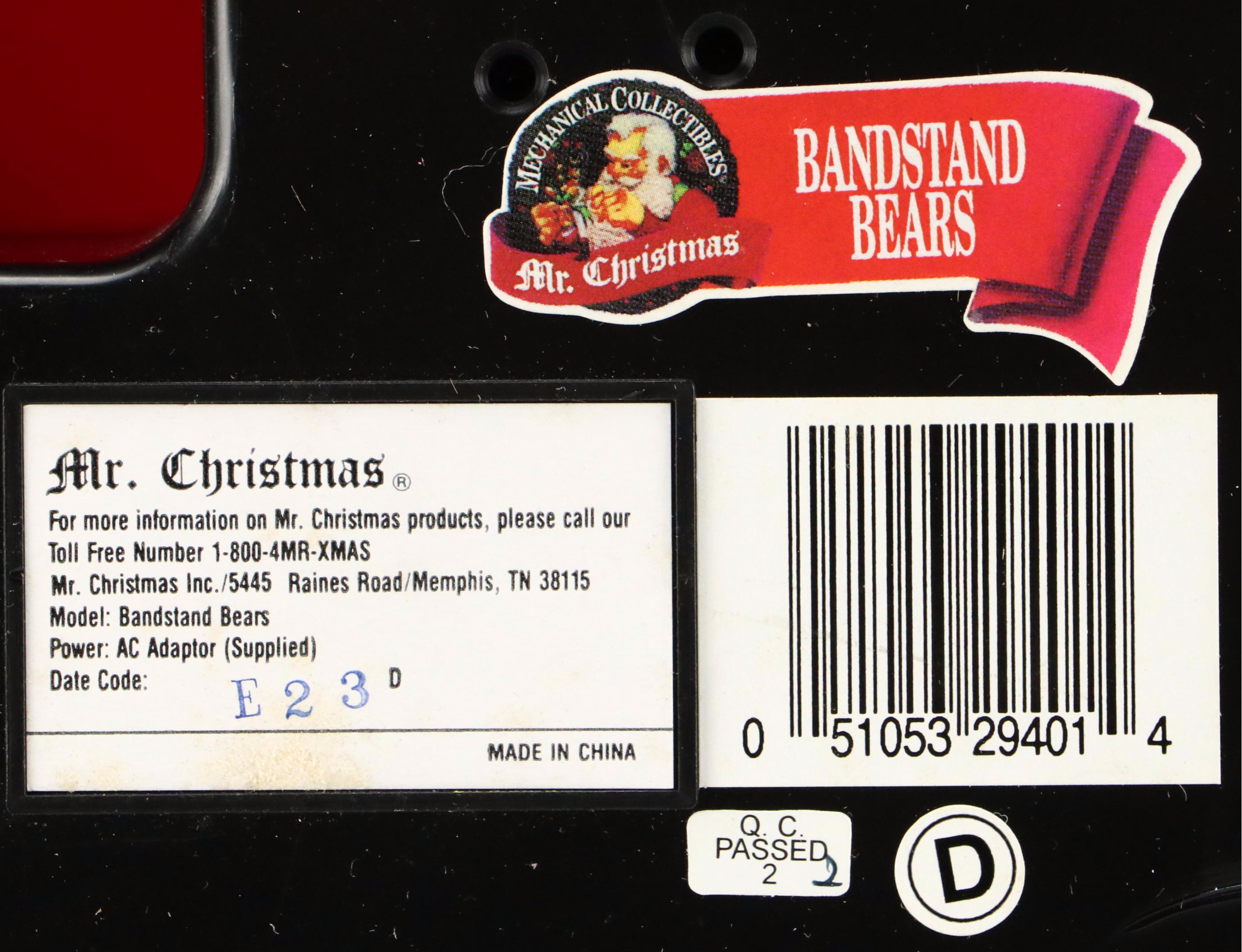 Mr. Christmas "Bandstand Bears" Xylophone Carol Player