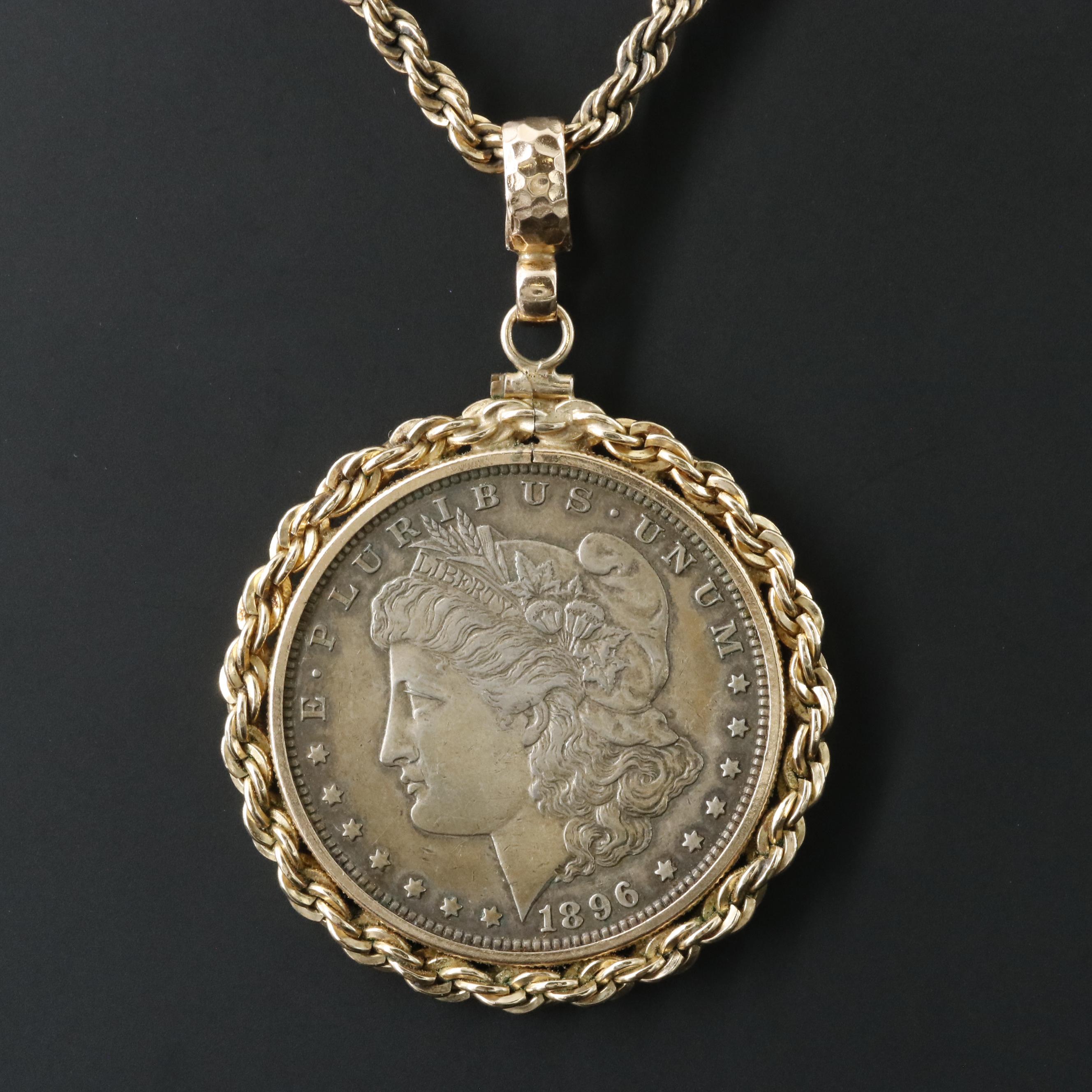 Gold-Filled Pendant Necklace with 1896 Morgan Silver Dollar