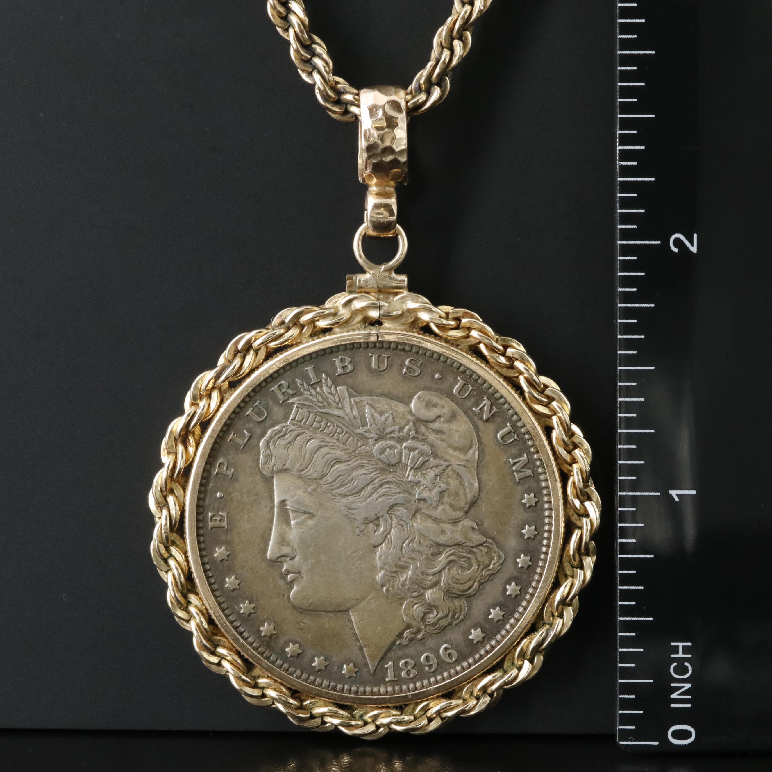 Gold-Filled Pendant Necklace with 1896 Morgan Silver Dollar