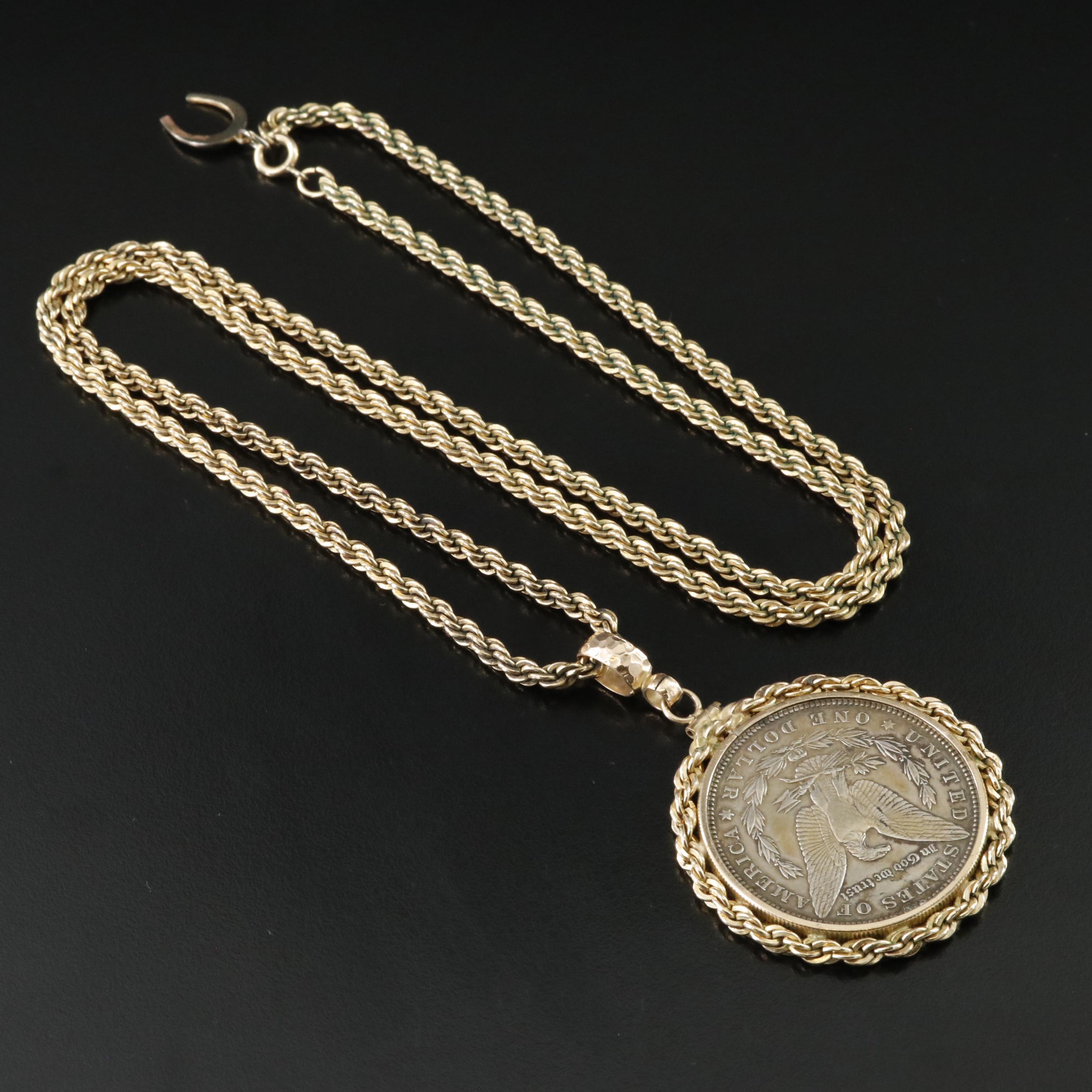 Gold-Filled Pendant Necklace with 1896 Morgan Silver Dollar