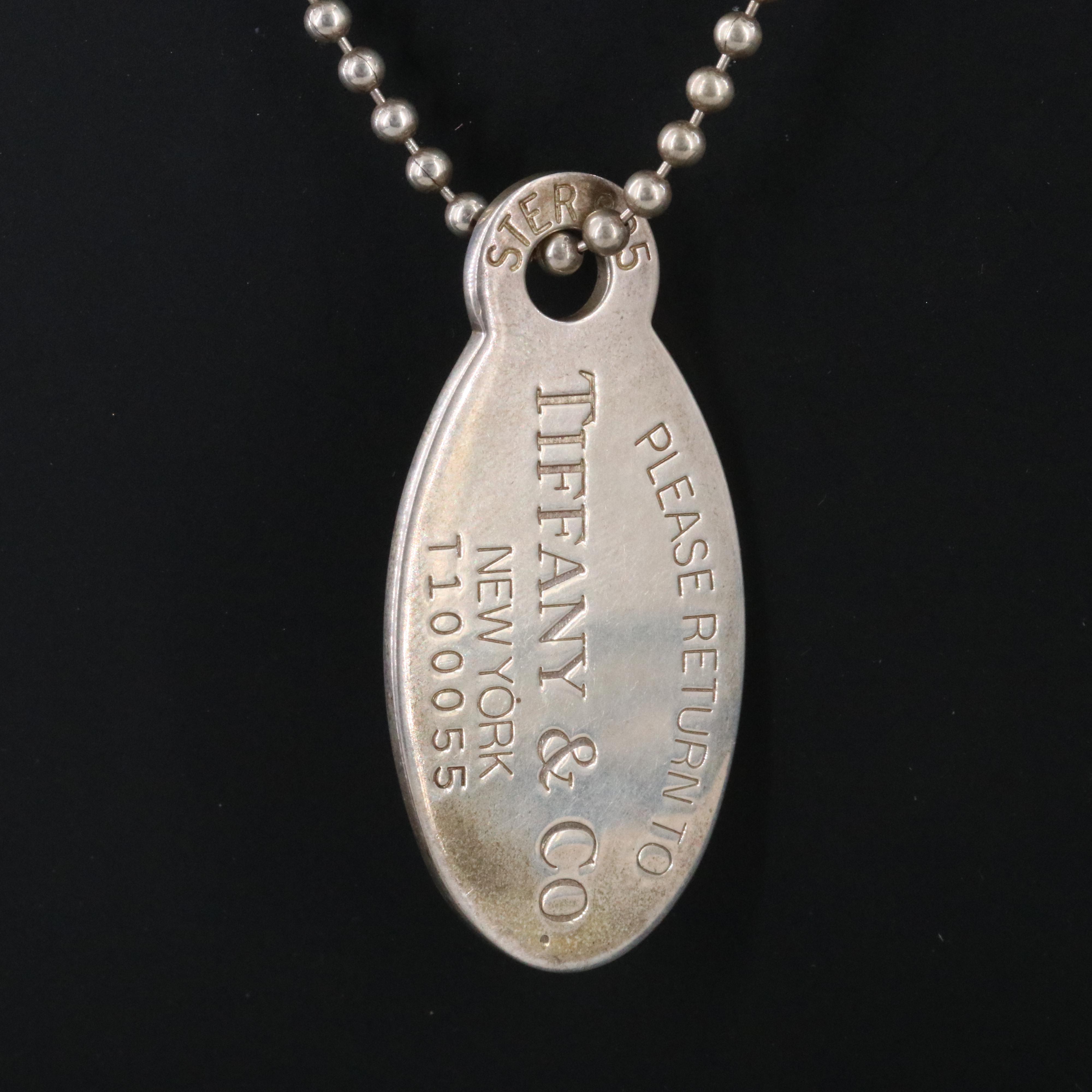 Tiffany & Co. Return to Tiffany Sterling Oval Dog Tag Pendant Necklace