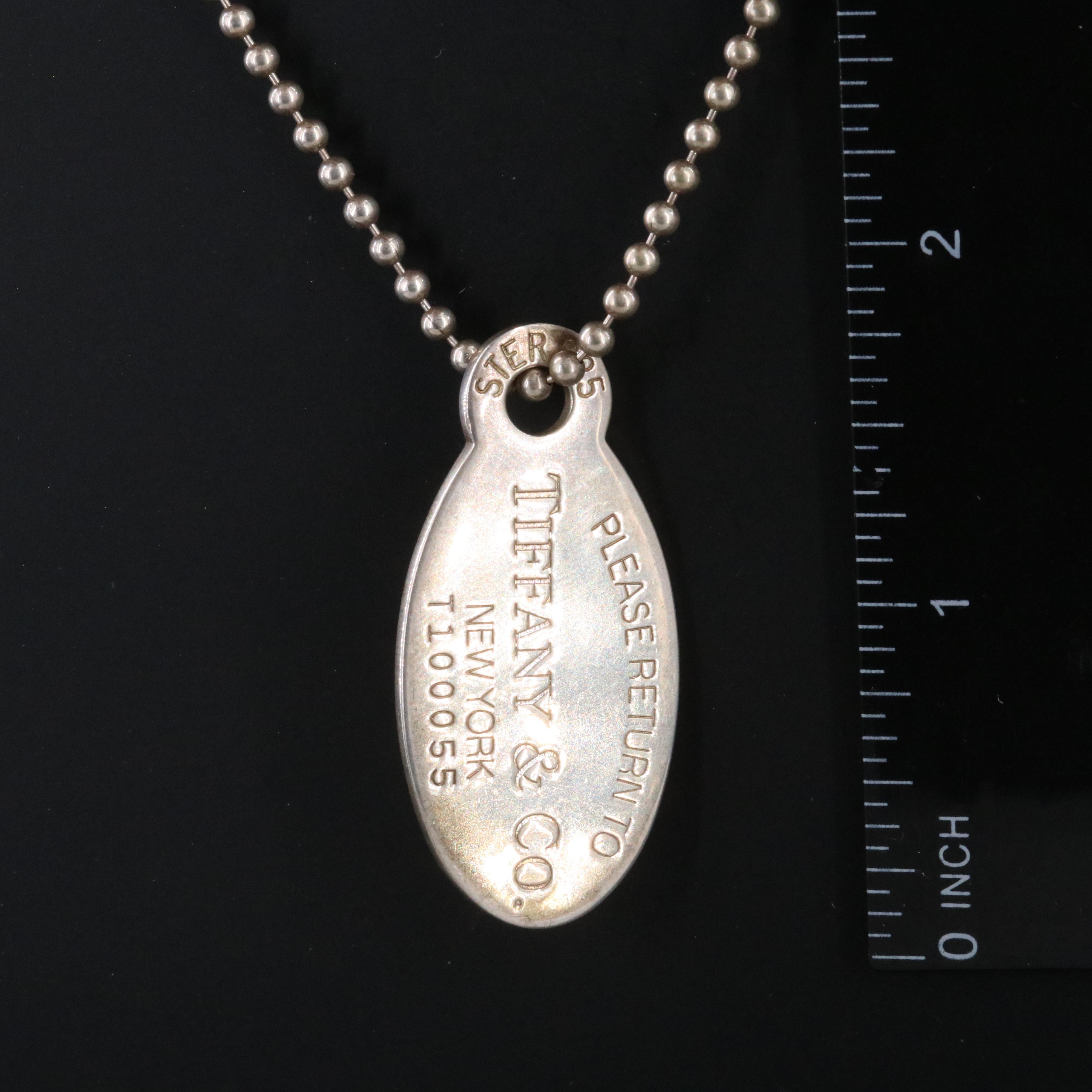 Tiffany & Co. Return to Tiffany Sterling Oval Dog Tag Pendant Necklace