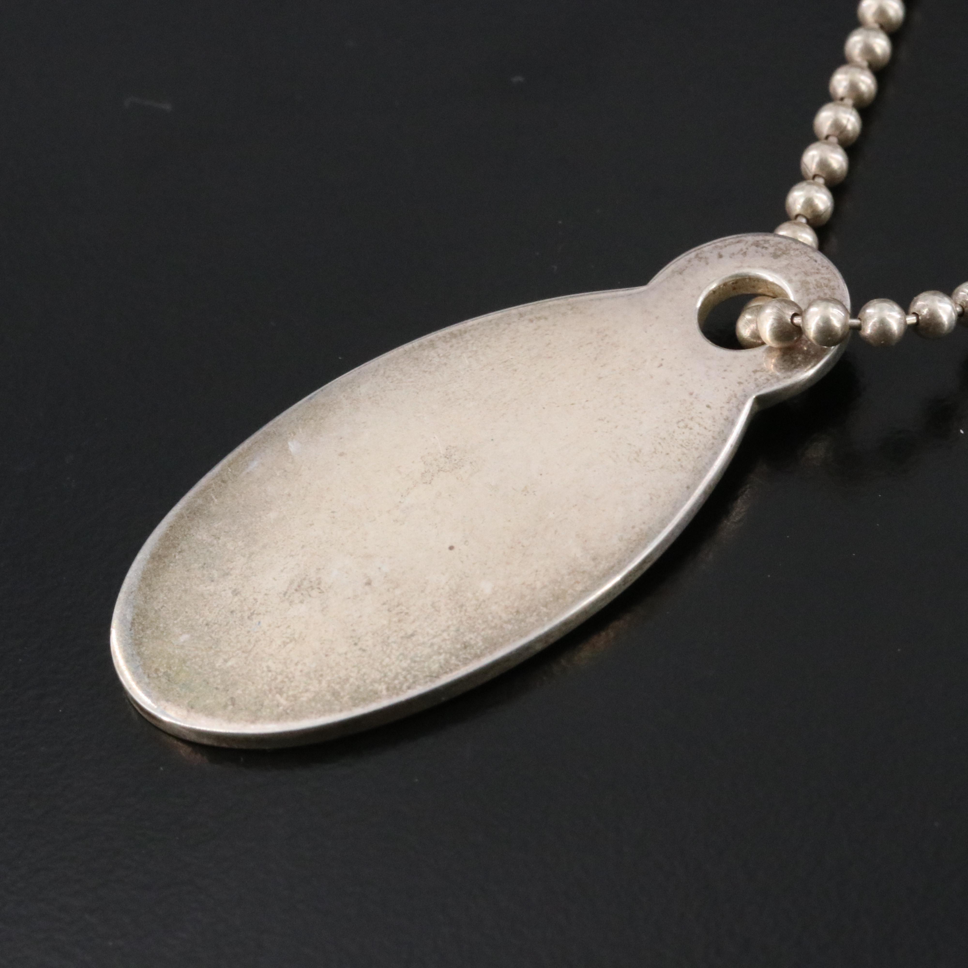 Tiffany & Co. Return to Tiffany Sterling Oval Dog Tag Pendant Necklace