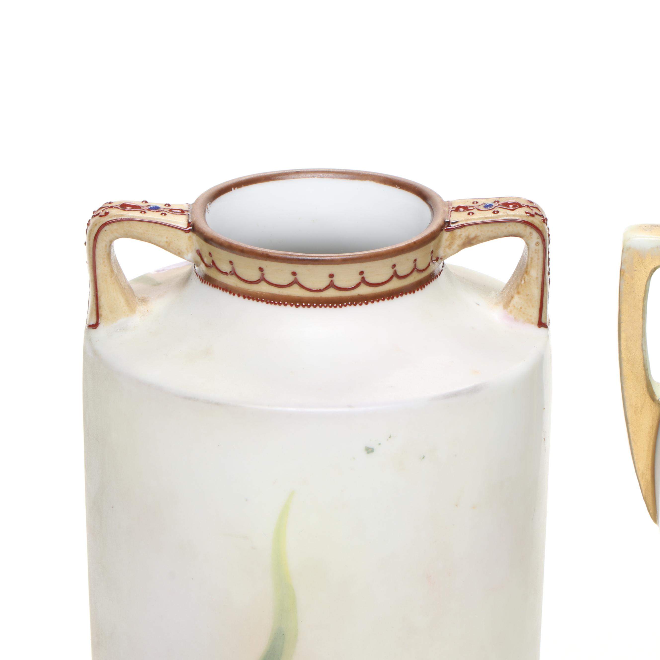 Morimura Bros. and More Hand-Painted Porcelain Handled Vases