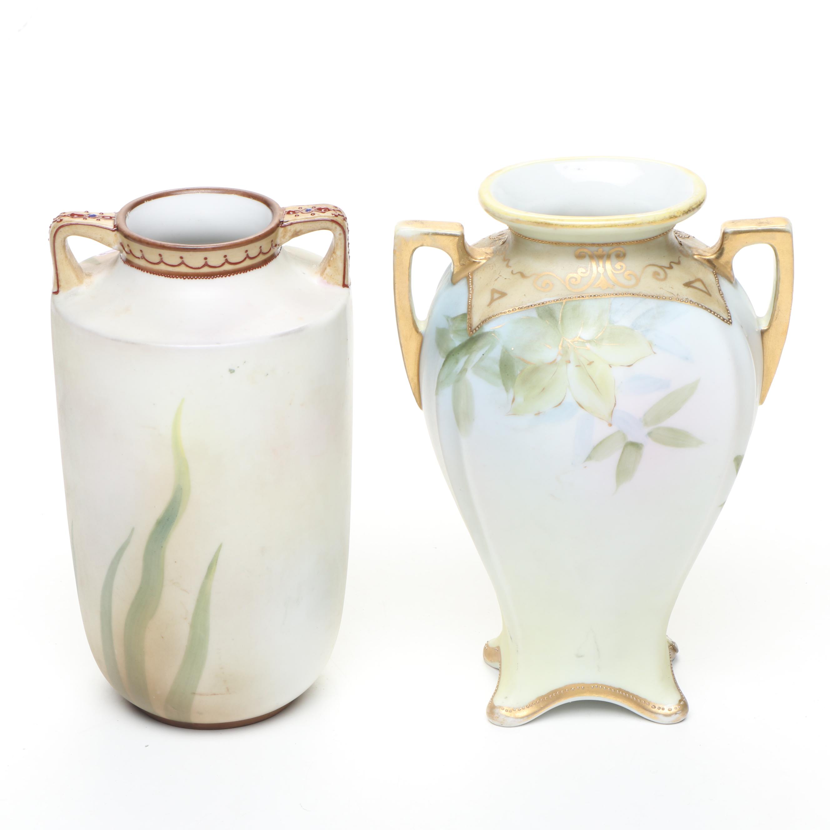 Morimura Bros. and More Hand-Painted Porcelain Handled Vases
