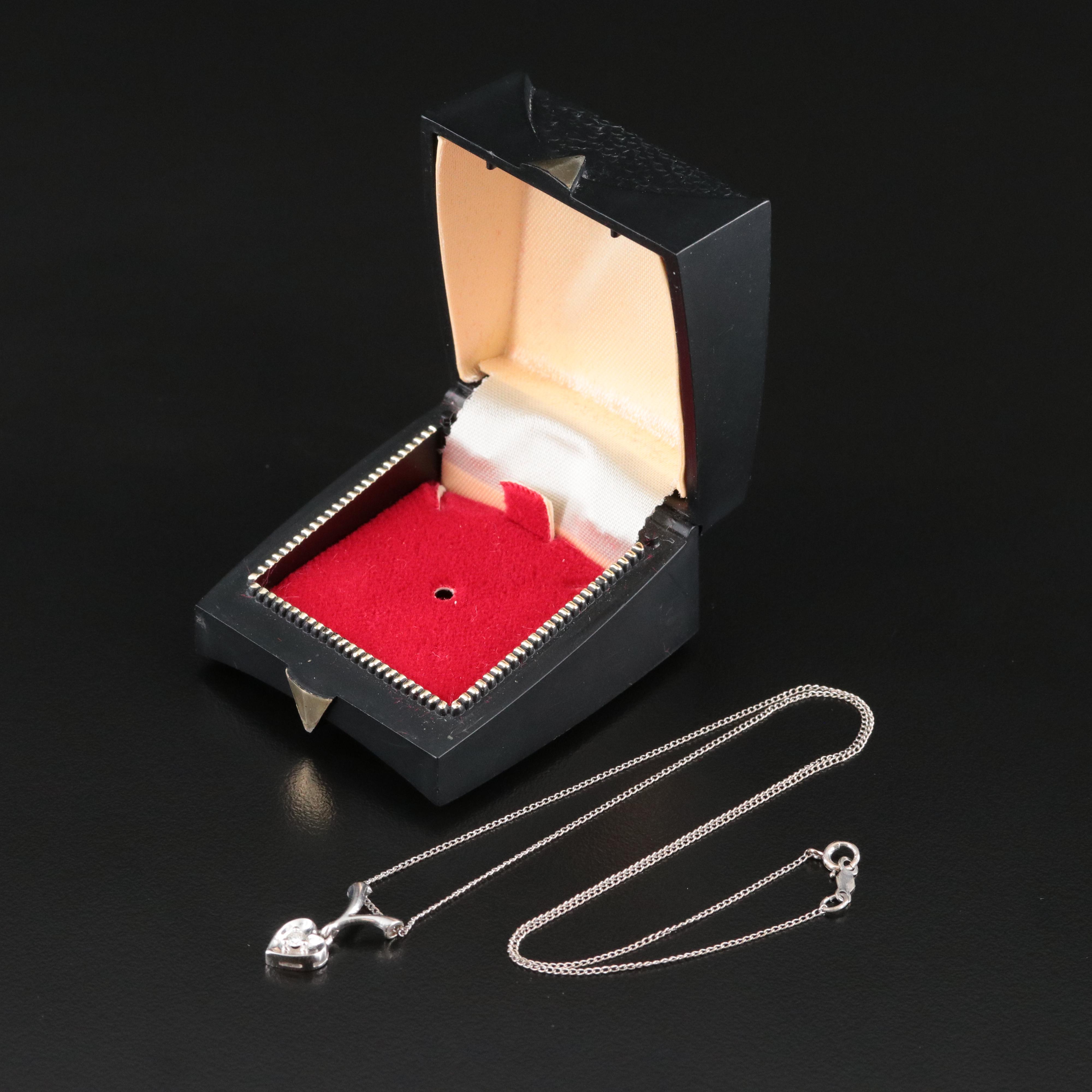 14K 0.05 CT Diamond Heart Pendant Necklace