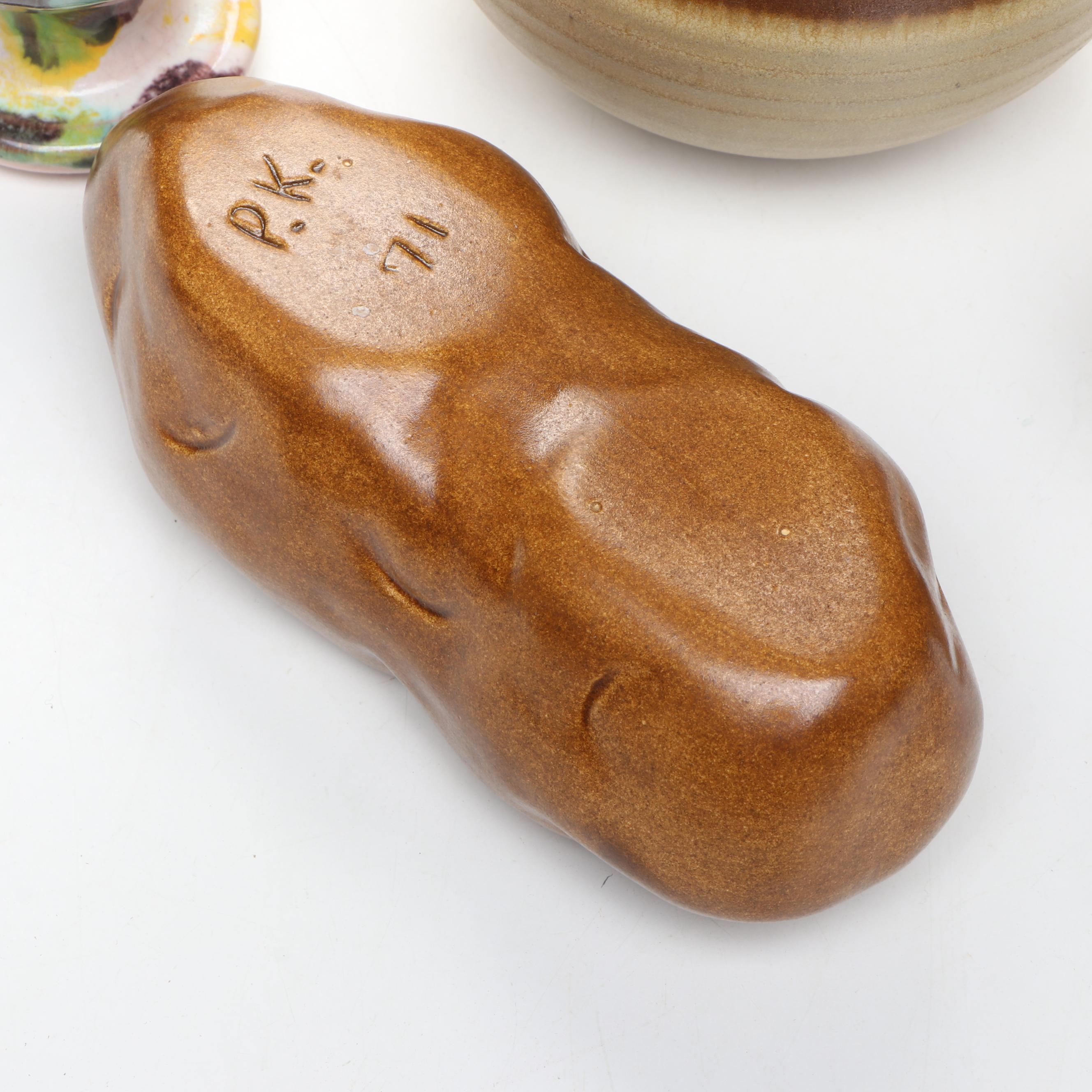 Terracotta Kouros Head, Artist Signed Pottery, and Other Table Décor