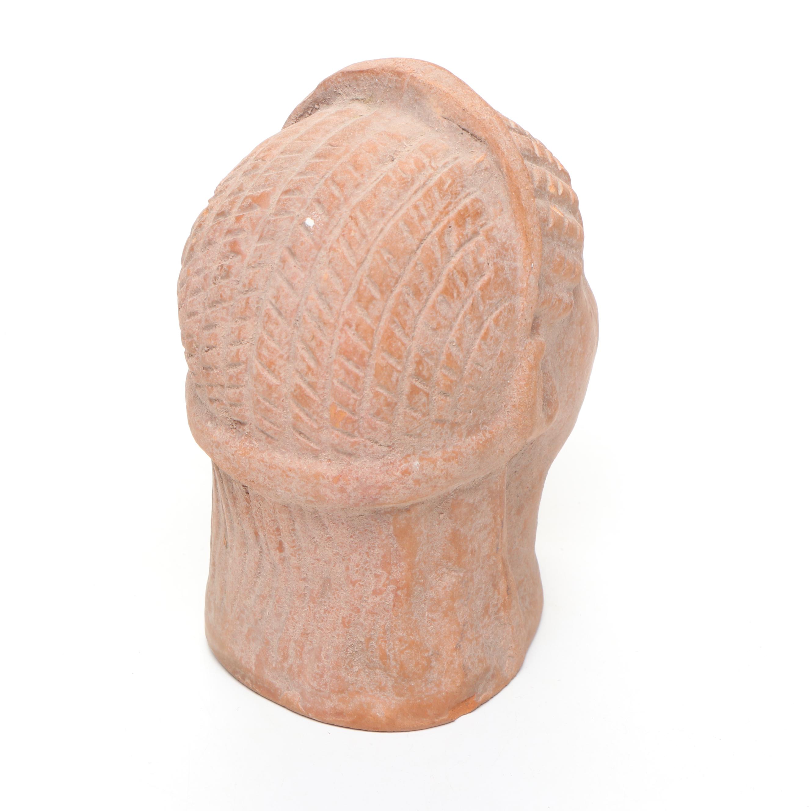 Terracotta Kouros Head, Artist Signed Pottery, and Other Table Décor