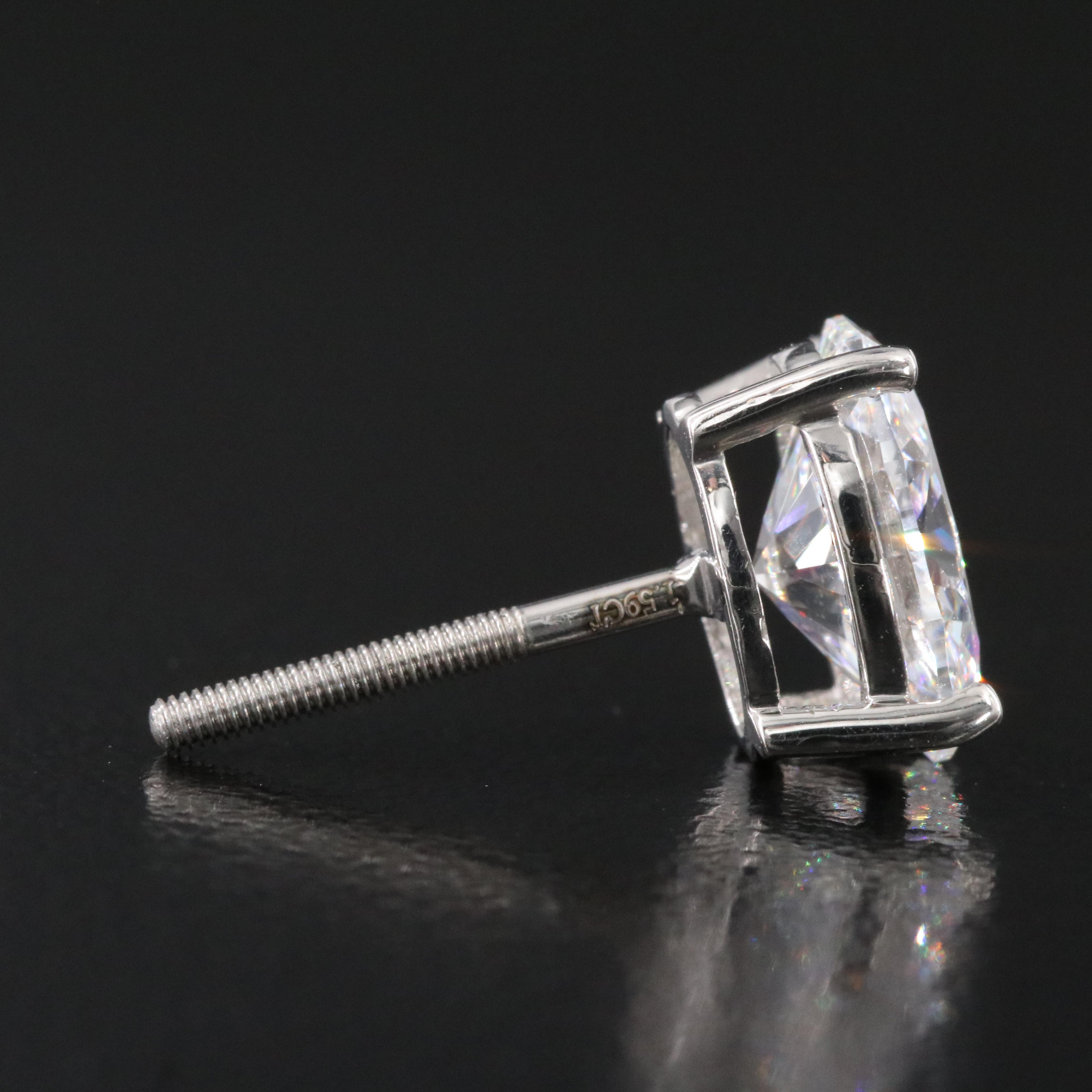 Platinum 3.18 CTW Lab Grown Diamond Solitaire Stud Earrings with IGI Report